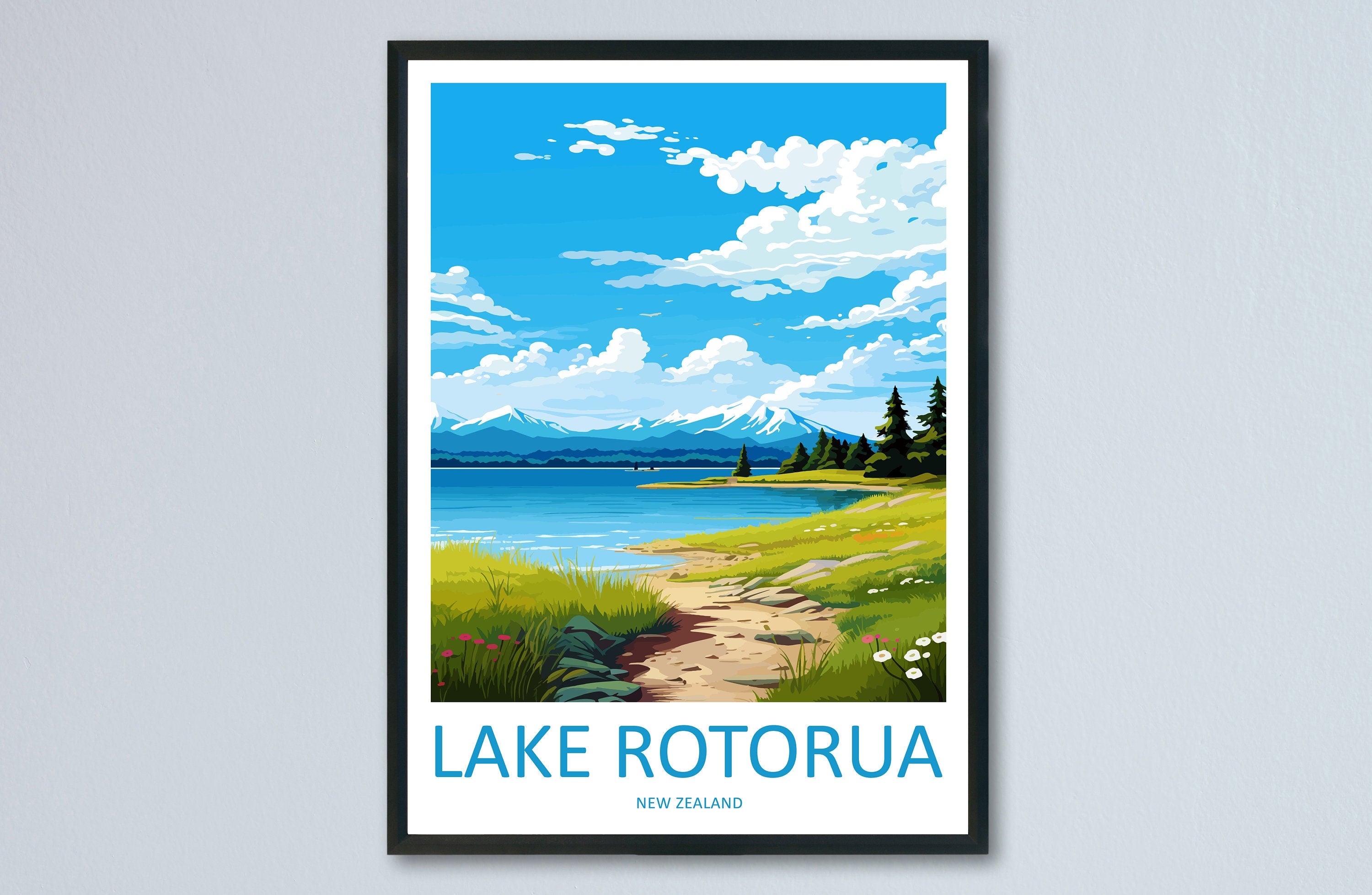 Lake Rotorua Travel Print Wall Art Lake Rotorua Wall Hanging Home Décor Lake Rotorua Gift Art Lovers New Zealand Art Lover Gift Lake Rotorua