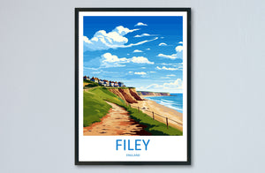 Filey Travel Print Wall Art Filey Wall Hanging Home Décor Filey Gift Art Lovers England Art Lover Gift Print Artwork Yorkshire Artwork