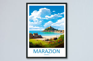 Marazion Travel Print Wall Art Marazion Wall Hanging Home Décor Marazion Gift Art Lovers Cornwall Art Marazion Wall Art