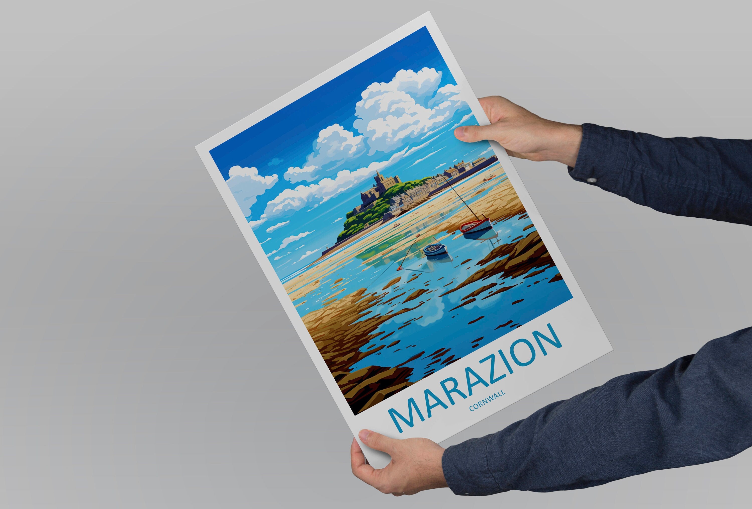 Marazion Travel Print Wall Art Marazion Wall Hanging Home Décor Marazion Gift Art Lovers Cornwall Art Marazion Wall Art