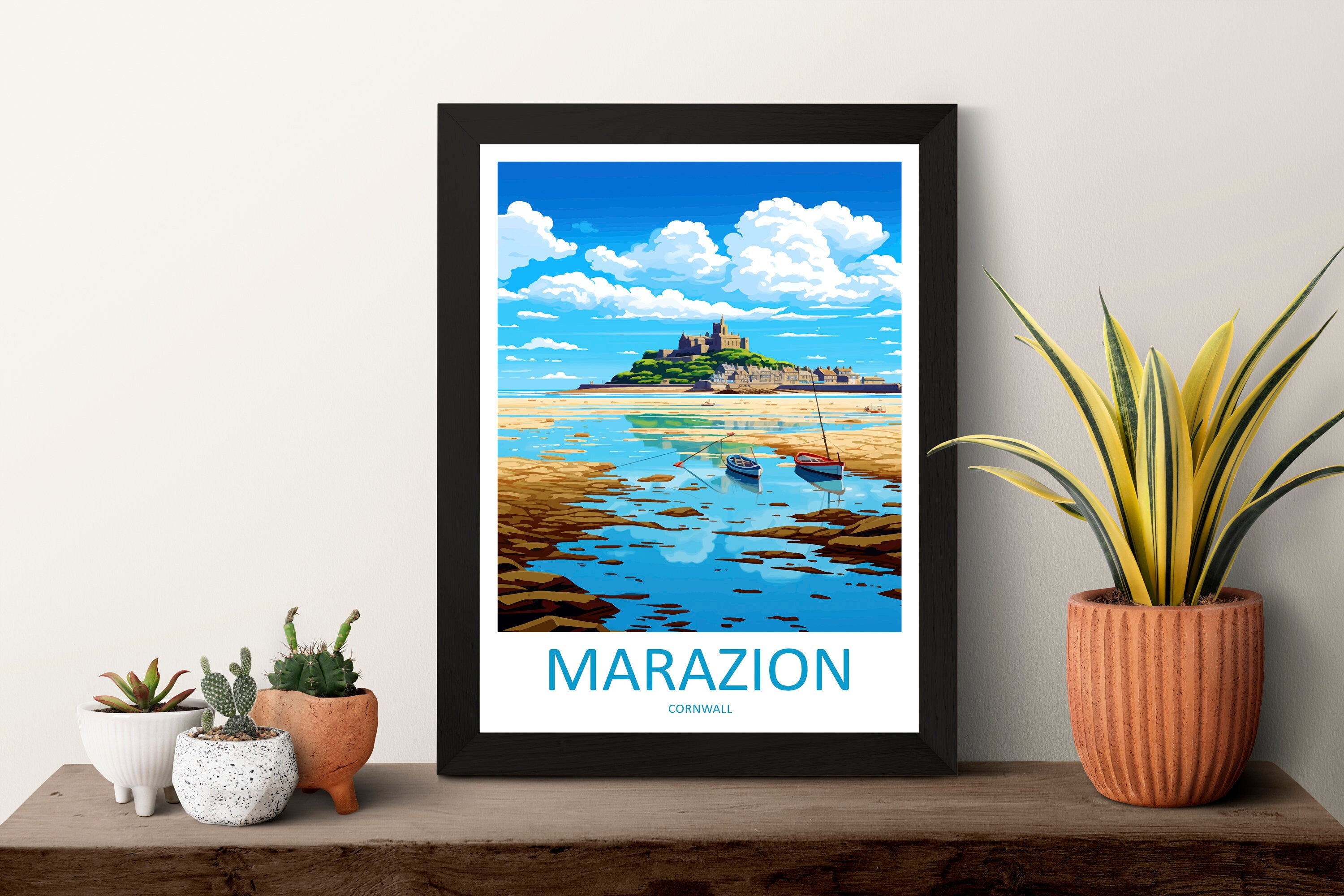 Marazion Travel Print Wall Art Marazion Wall Hanging Home Décor Marazion Gift Art Lovers Cornwall Art Marazion Wall Art