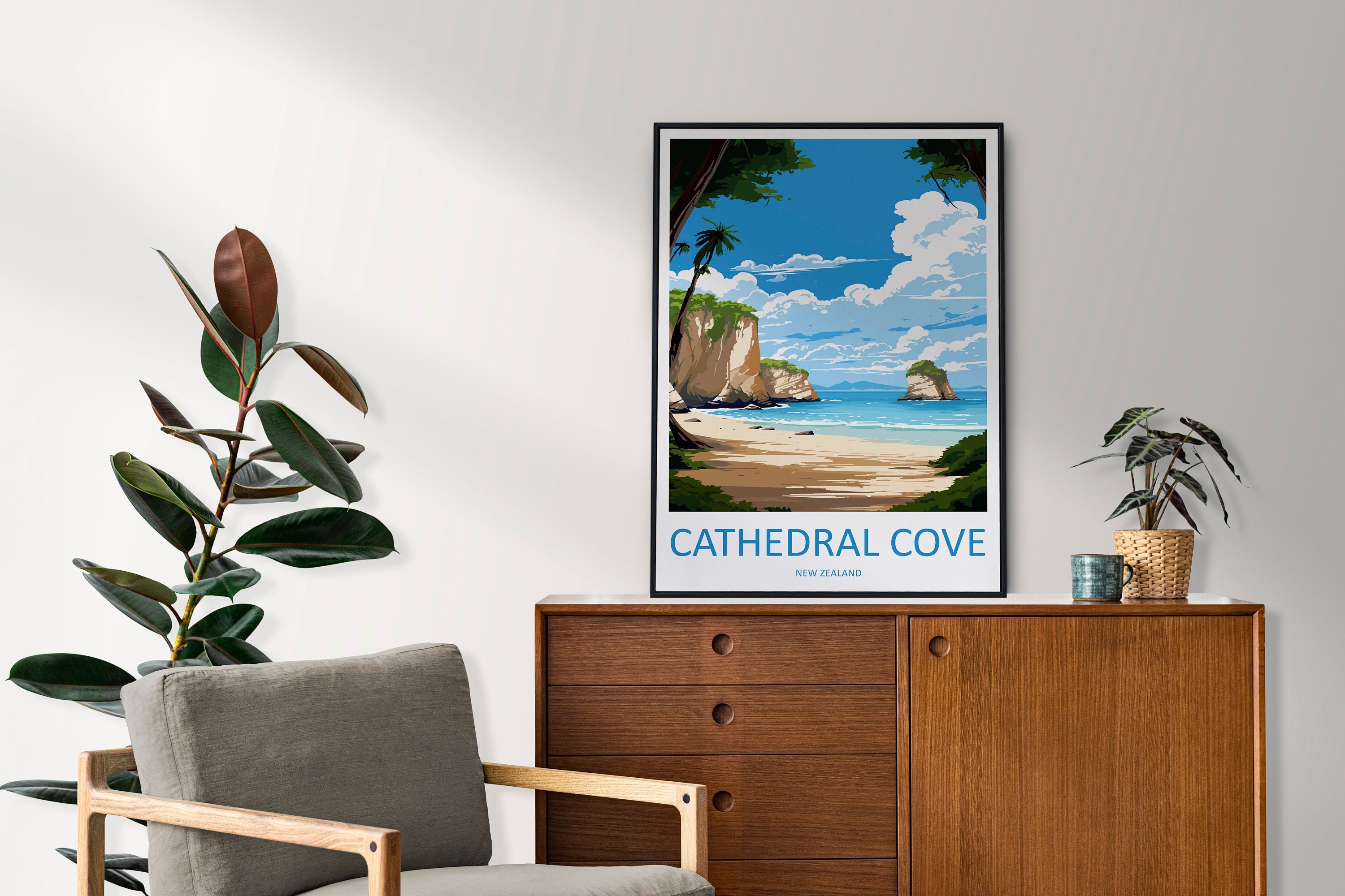 Cathedral Cove Travel Print Wall Art Cathedral Cove Wall Hanging Home Décor Cathedral Cove Gift Art Lovers New Zealand Travel Print
