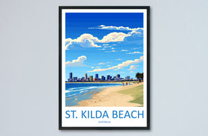 St Kilda Beach Travel Print Wall Art St Kilda Beach Wall Hanging Home Décor St Kilda Beach Gift Art Lovers Wall Art Australia Poster Deco