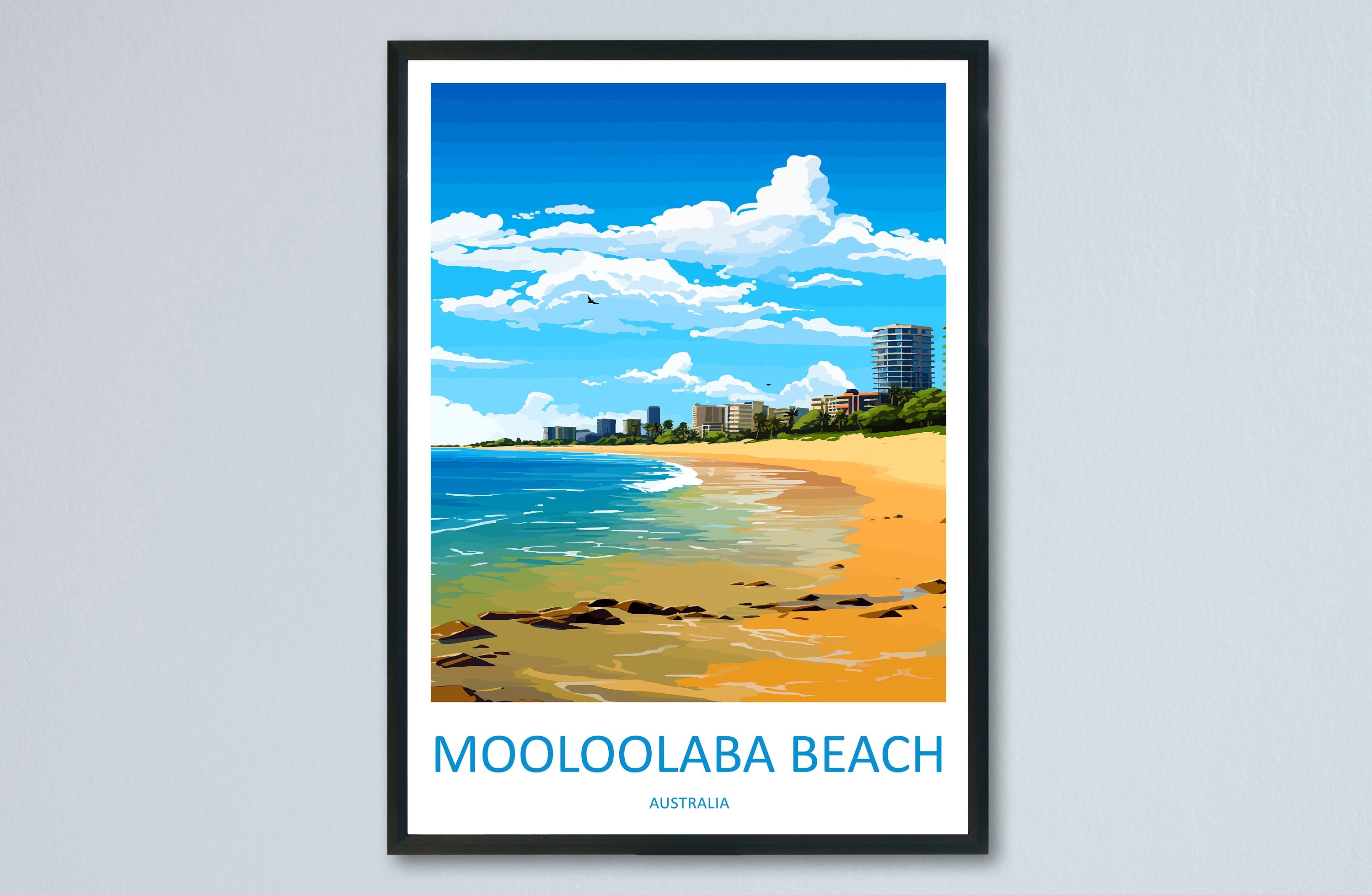 Mooloolaba Beach Travel Print Wall Art Mooloolaba Beach Wall Hanging Home Décor Mooloolaba Beach Gift Art Lovers Wall Art Australia Poster