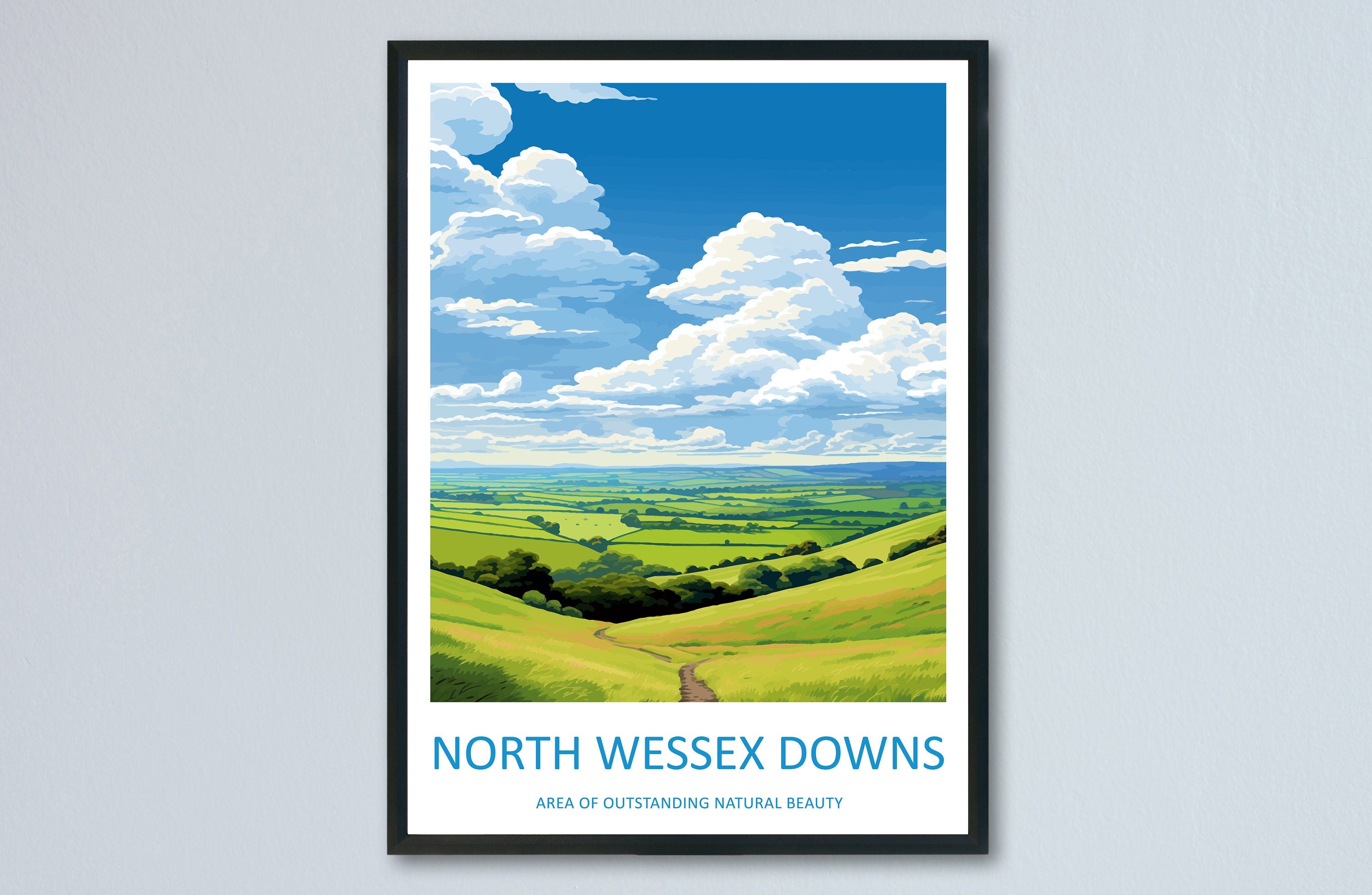 North Wessex Downs Travel Print Wall Art North Wessex Downs Wall Hanging Home Decor North Wessex Downs Gift Art Lovers Wall Art AONB Print