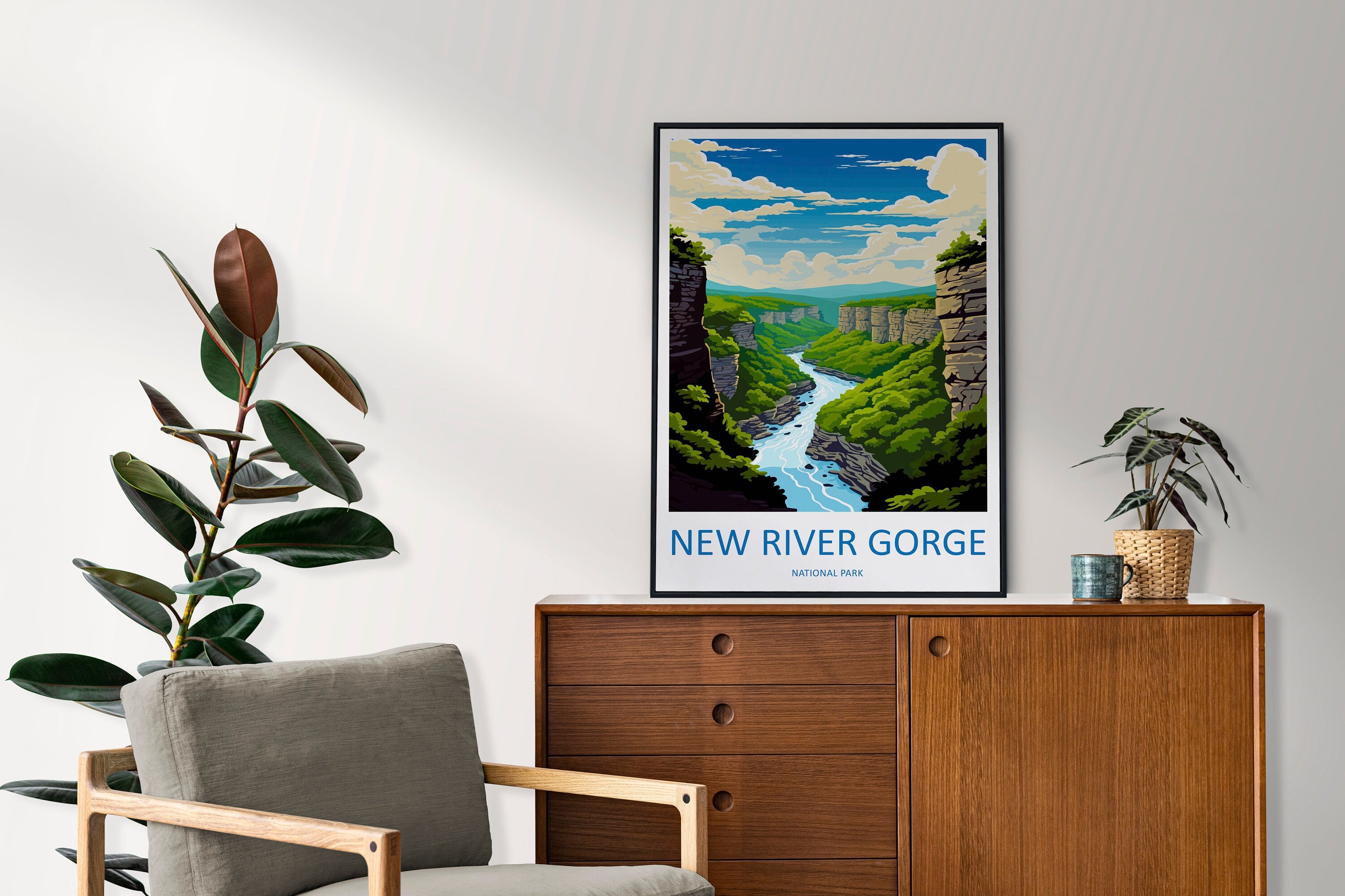 New River Gorge Print New River Gorge Home Décor National Park Art Print New River Gorge Wall Print For Park Gift Wall Hanging