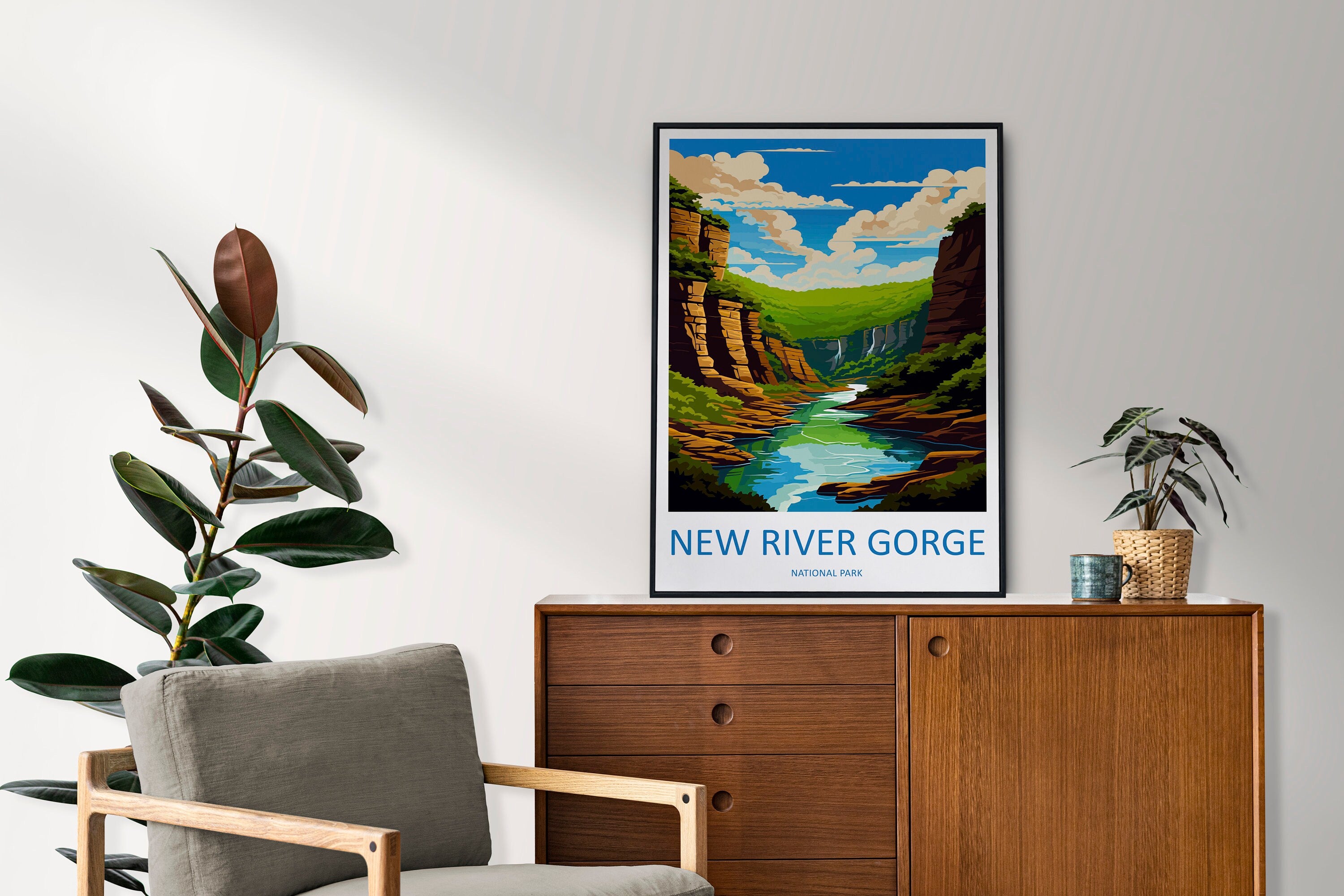 New River Gorge Print New River Gorge Home Décor National Park Art Print New River Gorge Wall Print For Park Gift Wall Hanging
