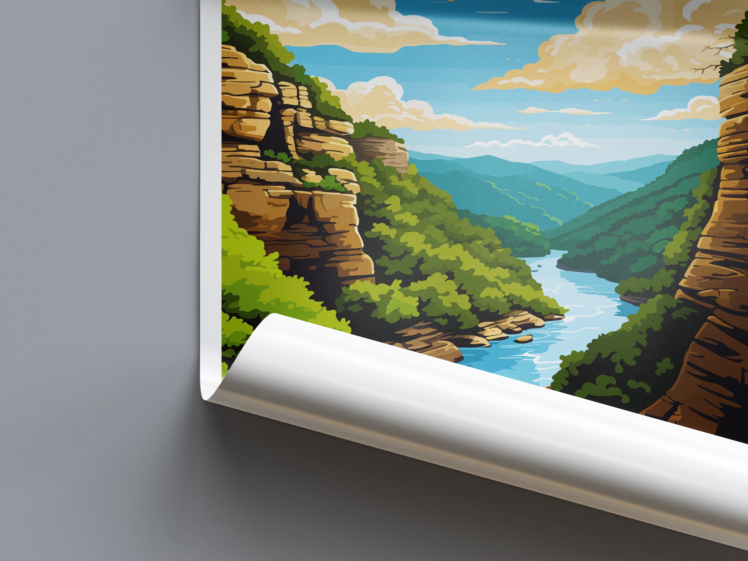 New River Gorge Print New River Gorge Home Décor National Park Art Print New River Gorge Wall Print For Park Gift Wall Hanging