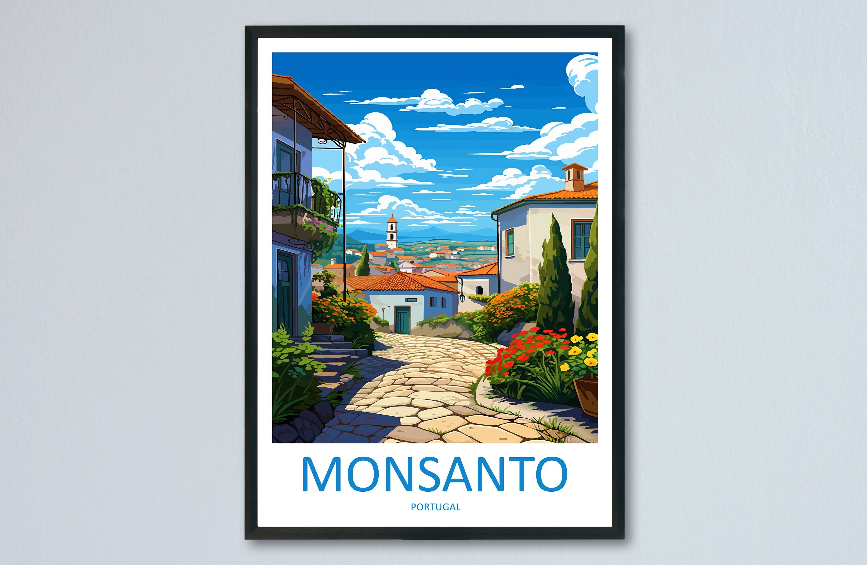 Monsanto Travel Print Wall Art Monsanto Wall Hanging Home Décor Monsanto Gift Art Lovers Portugal Art Lover Gift Monsanto Wall Décor