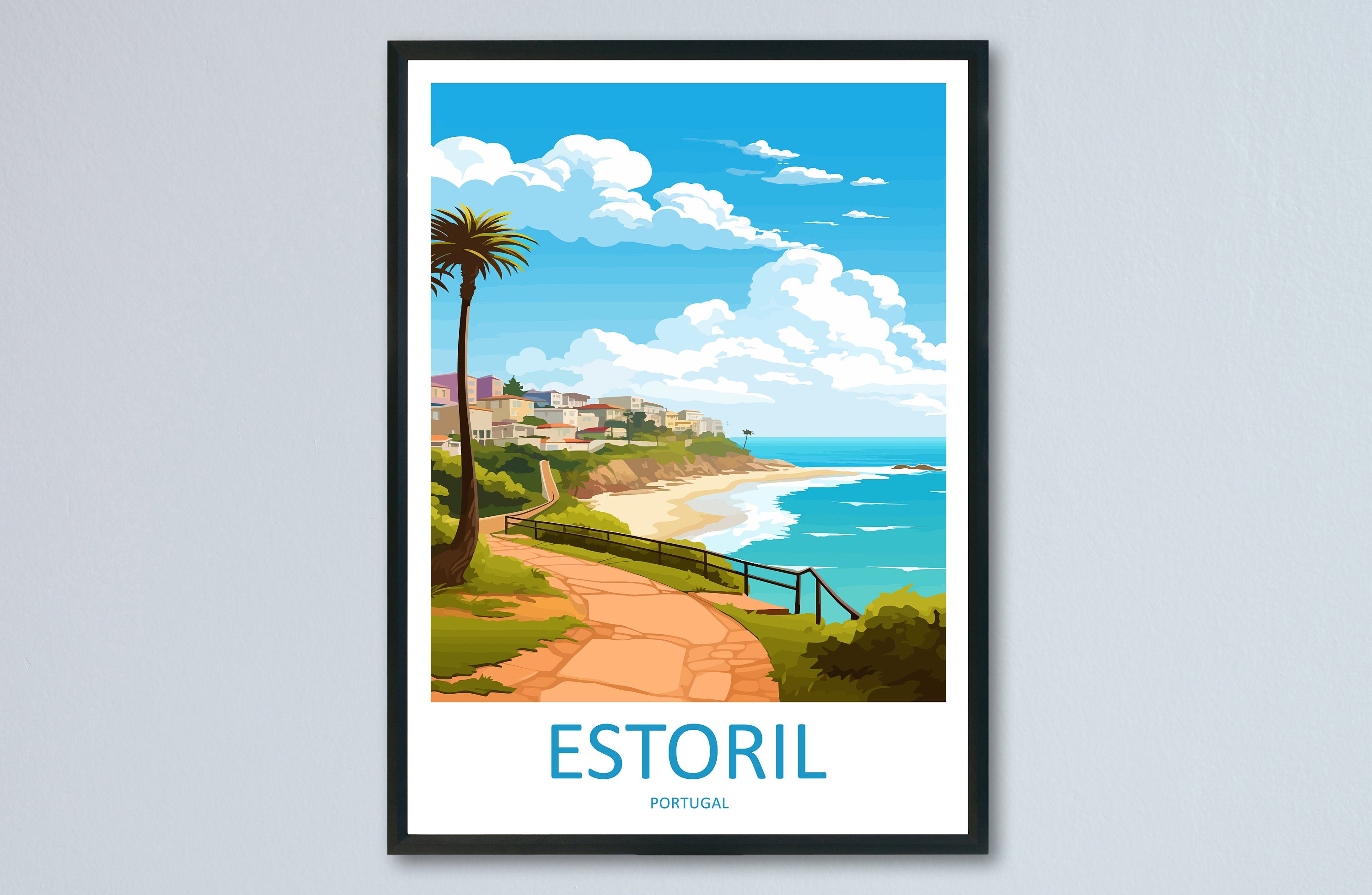 Estoril Travel Print Wall Art Estoril Wall Hanging Home Décor Estoril Gift Art Lovers Portugal Art Lover Gift Estoril Poster