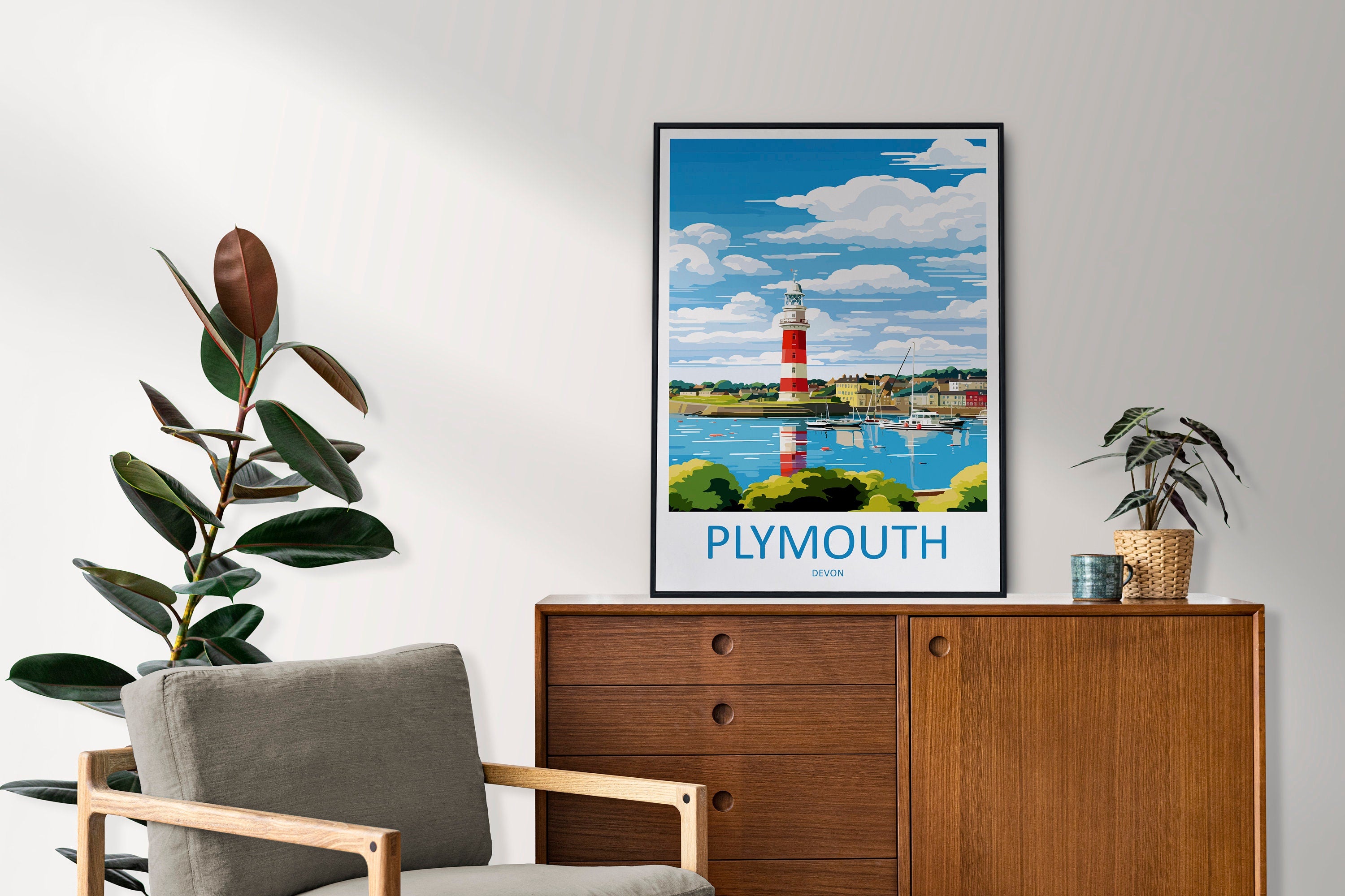 Plymouth Travel Print Wall Art Plymouth Wall Hanging Home Décor Plymouth Gift Art Lovers England Art Lover Gift Plymouth Art Poster