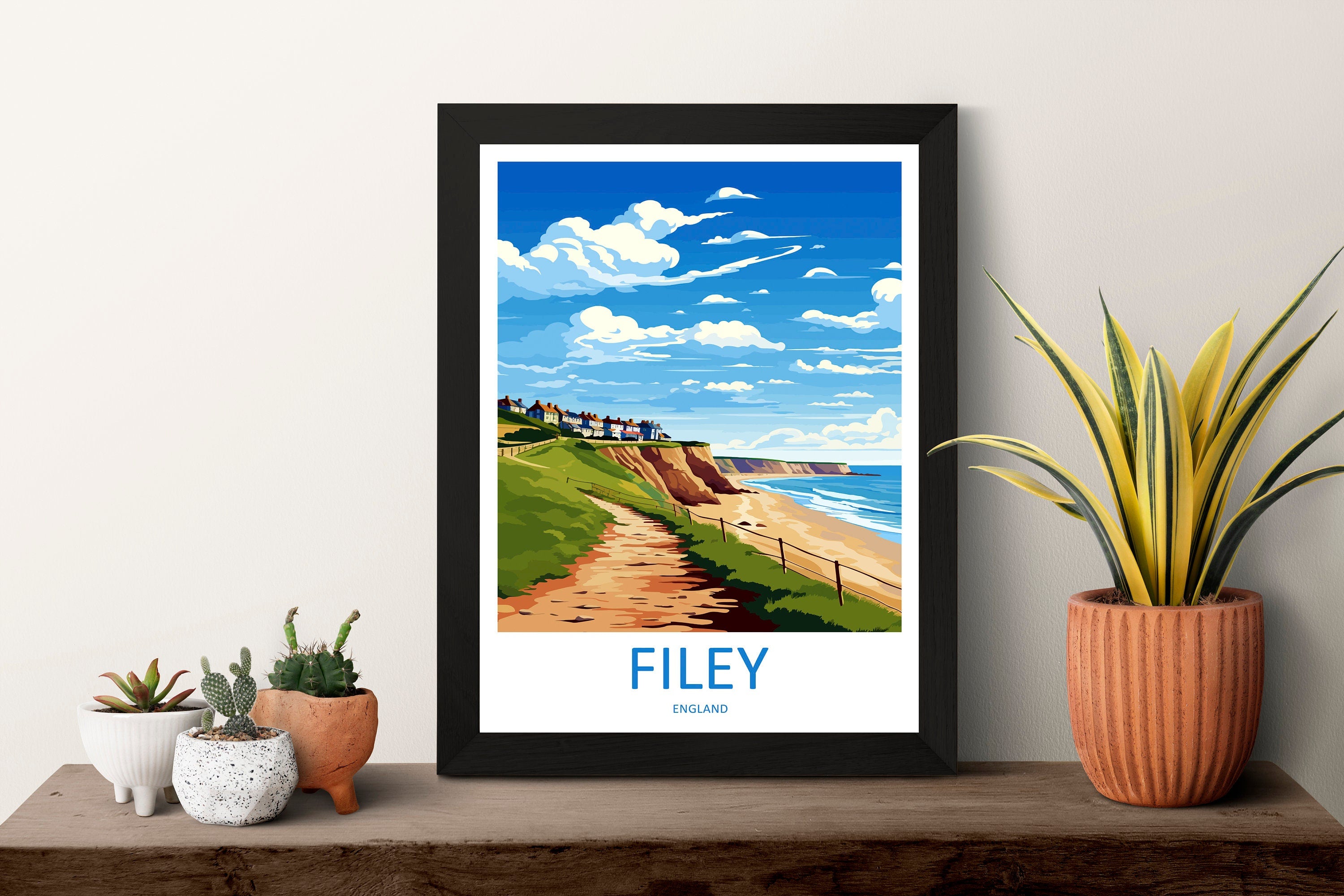 Filey Travel Print Wall Art Filey Wall Hanging Home Décor Filey Gift Art Lovers England Art Lover Gift Print Artwork Yorkshire Artwork