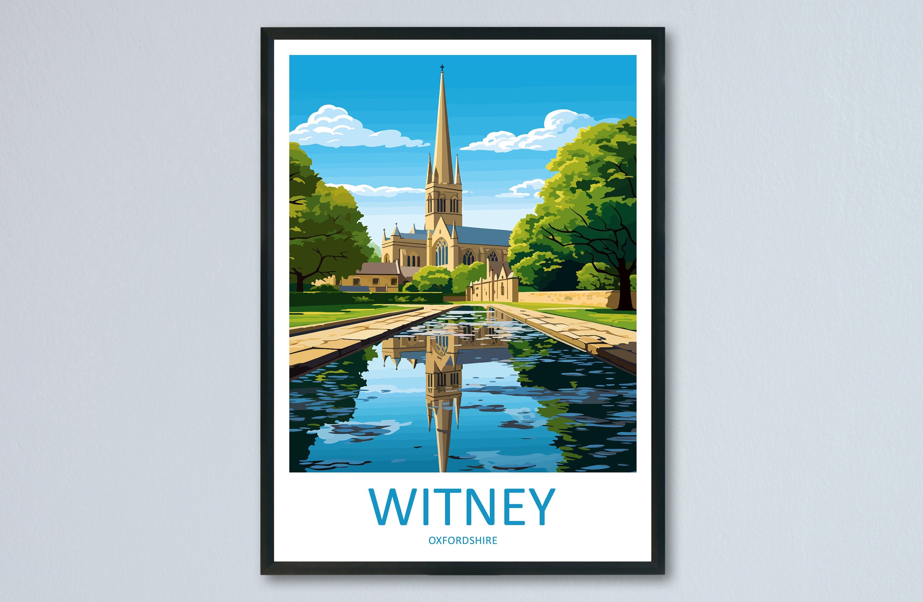 Witney Travel Print Wall Art Witney Wall Hanging Home Décor Witney Gift Art Lovers England Art Lover Gift Witney Travel Gift