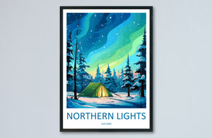 Lapland Travel Print Lapland Home Décor Northern Lights Island Art Print Lapland Wall Print For Finland Gift Wall Hanging Lapland Artwork