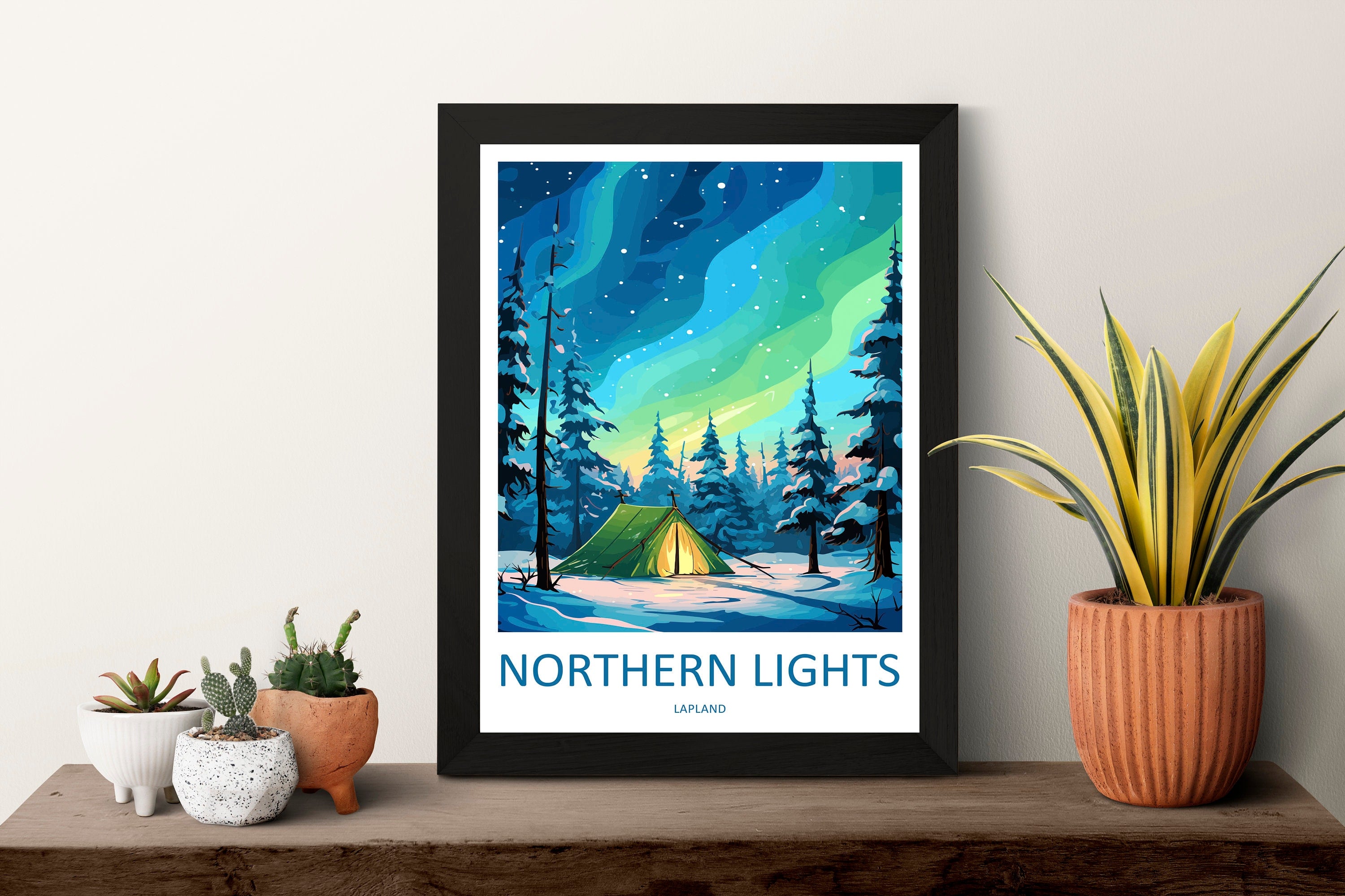 Lapland Travel Print Lapland Home Décor Northern Lights Island Art Print Lapland Wall Print For Finland Gift Wall Hanging Lapland Artwork