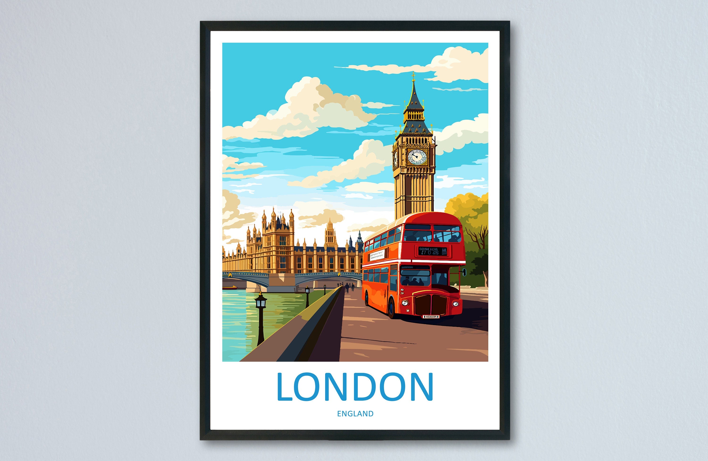 London Travel Print Wall Art London Wall Hanging Home Décor London Gift Art Lovers England Art Lover Gift London Travel Gift