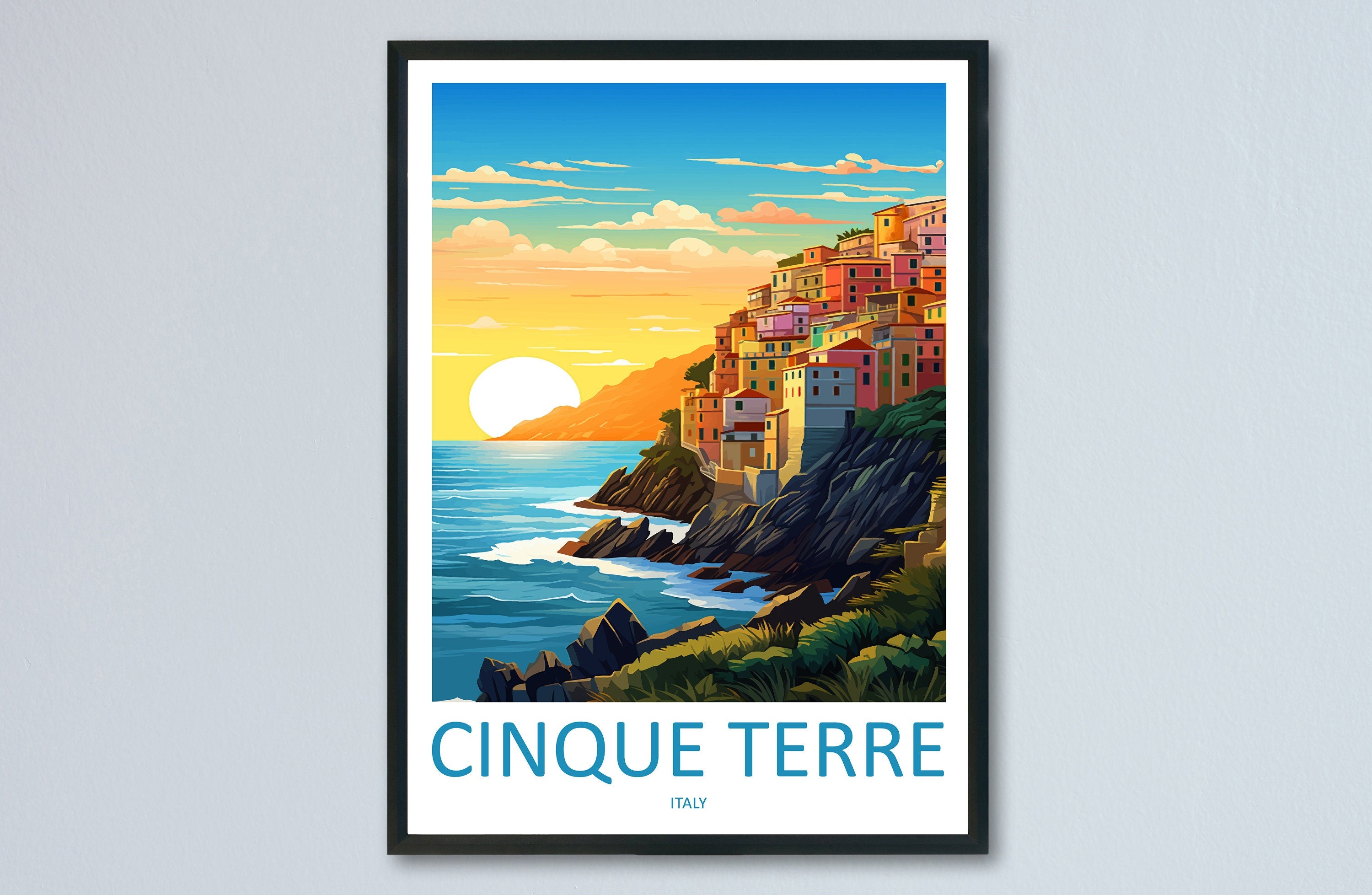 Cinque Terre Travel Print Wall Art Cinque Terre Italy Wall Hanging Home Decoration Cinque Terre Gift Art Lovers Wall Art Print Patmos Italy