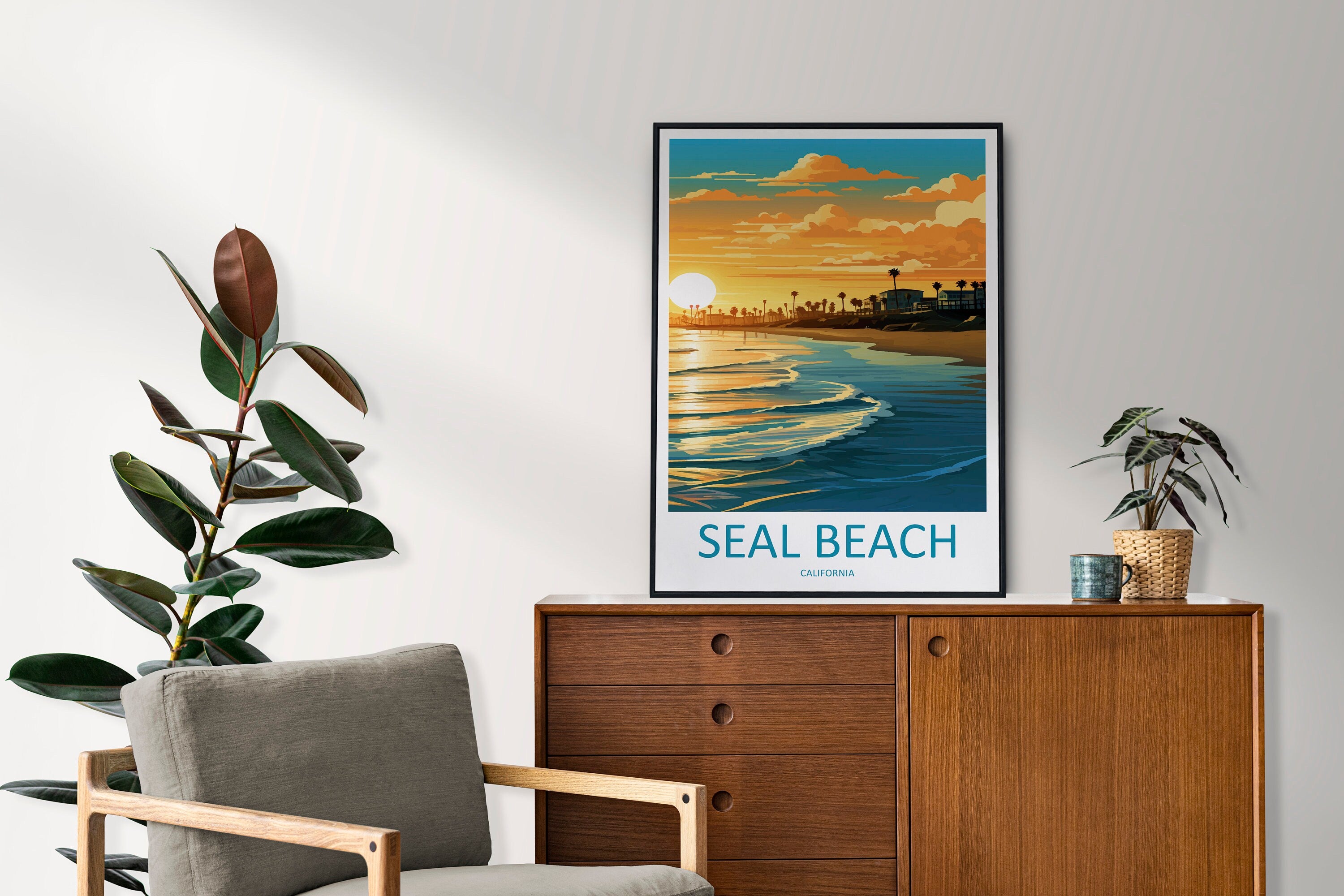 Seal Beach Travel Print Wall Art Seal Beach Wall Hanging Home Décor Seal Beach Gift Art Lovers California Art Lover Gift