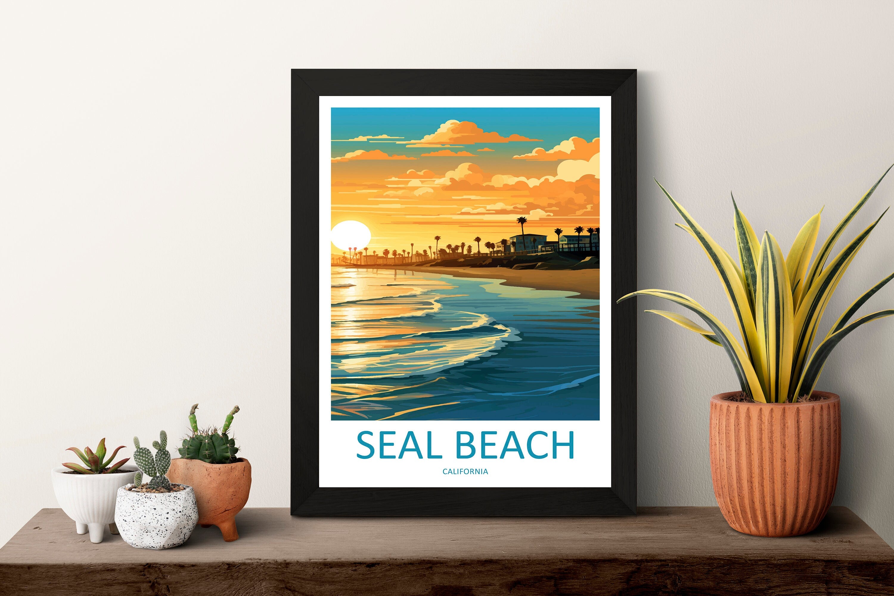 Seal Beach Travel Print Wall Art Seal Beach Wall Hanging Home Décor Seal Beach Gift Art Lovers California Art Lover Gift