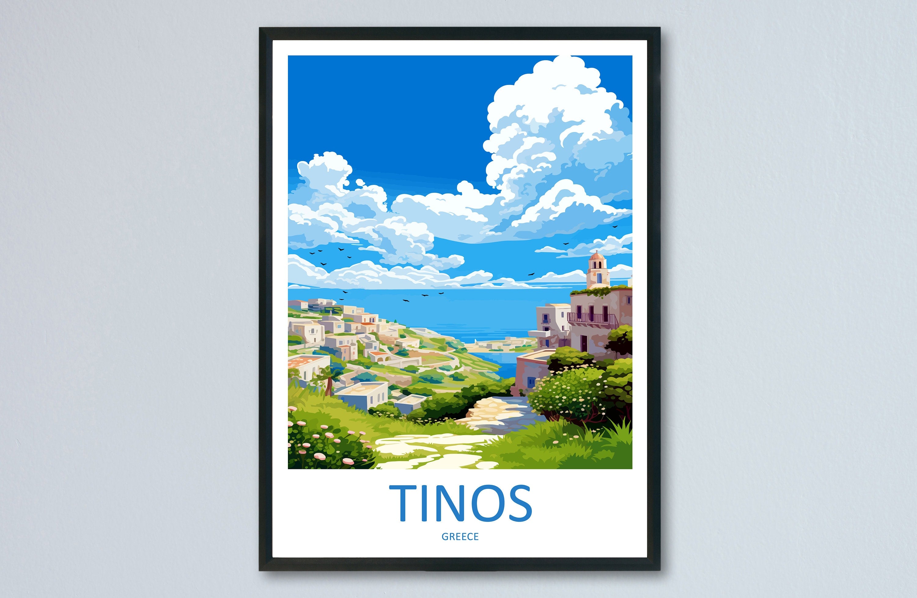 Tinos Travel Print Wall Art Tinos Greece Wall Hanging Home Deco Tinos Gift Art Lovers Wall Art Print Tinos Greece