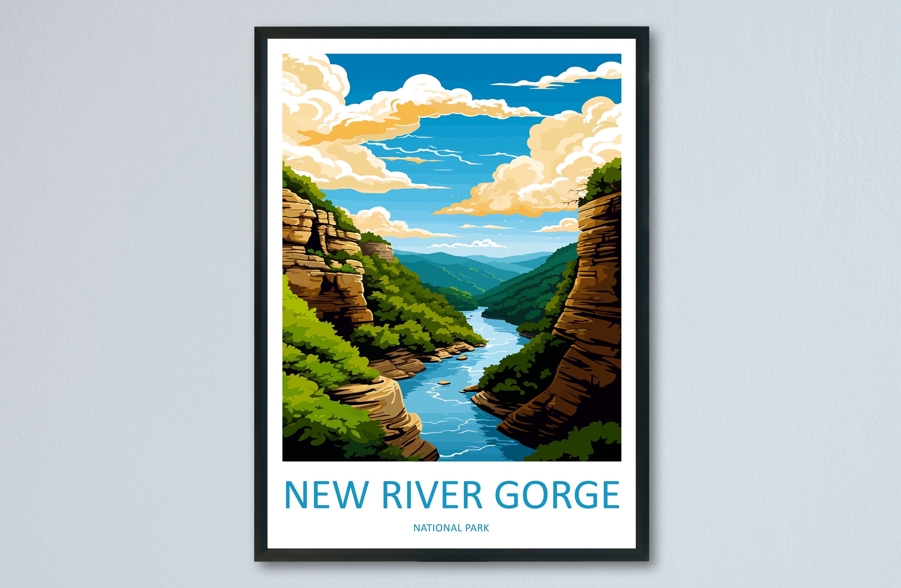 New River Gorge Print New River Gorge Home Décor National Park Art Print New River Gorge Wall Print For Park Gift Wall Hanging