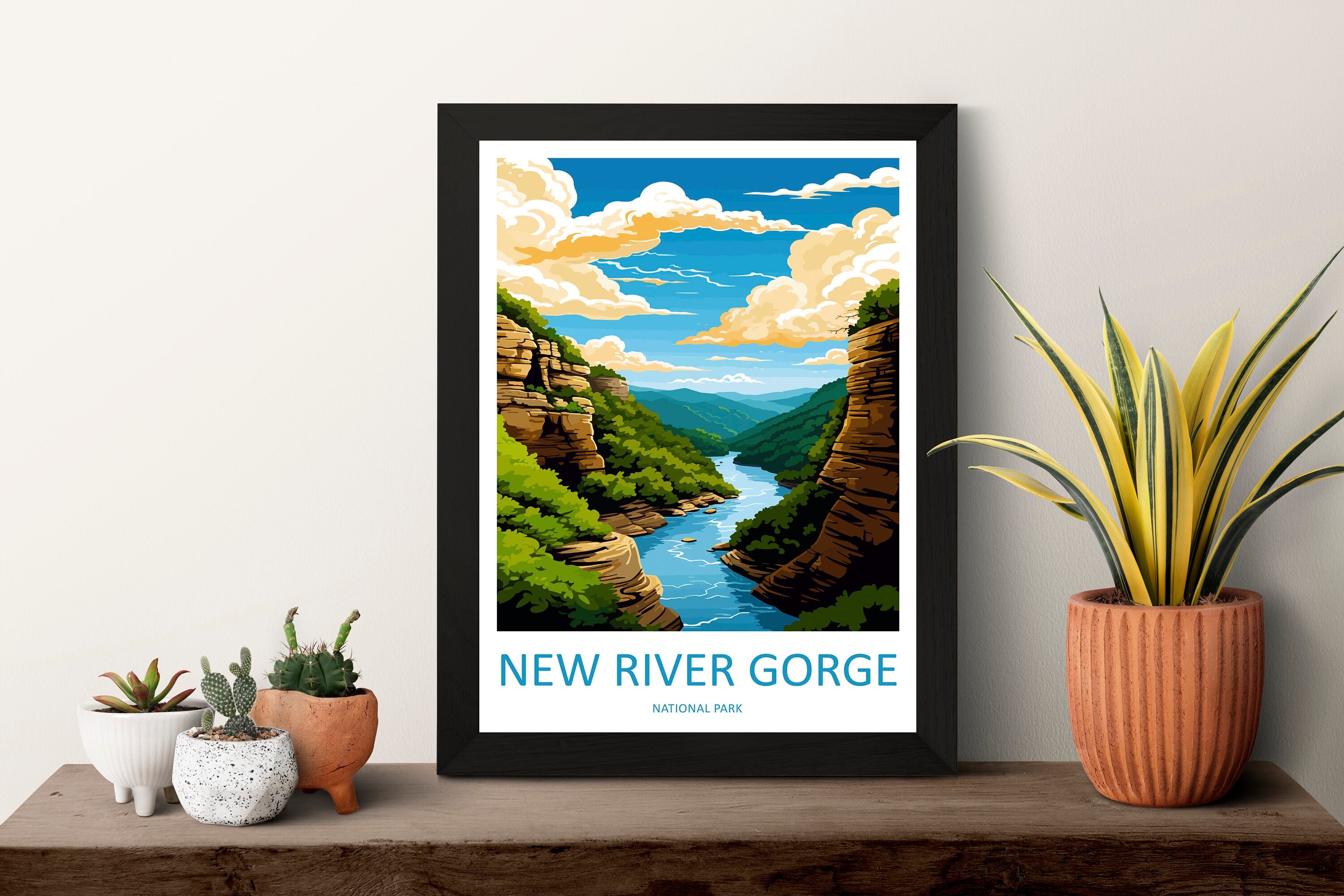 New River Gorge Print New River Gorge Home Décor National Park Art Print New River Gorge Wall Print For Park Gift Wall Hanging