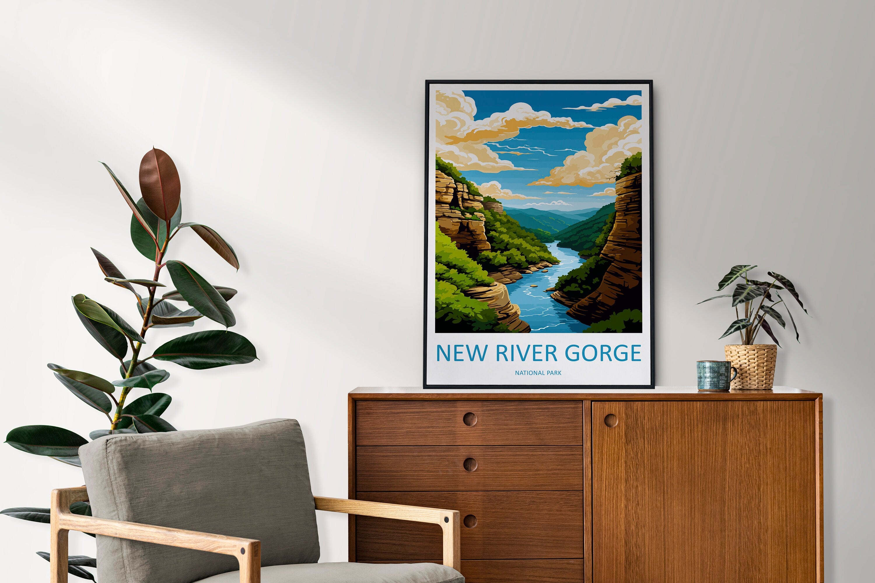 New River Gorge Print New River Gorge Home Décor National Park Art Print New River Gorge Wall Print For Park Gift Wall Hanging