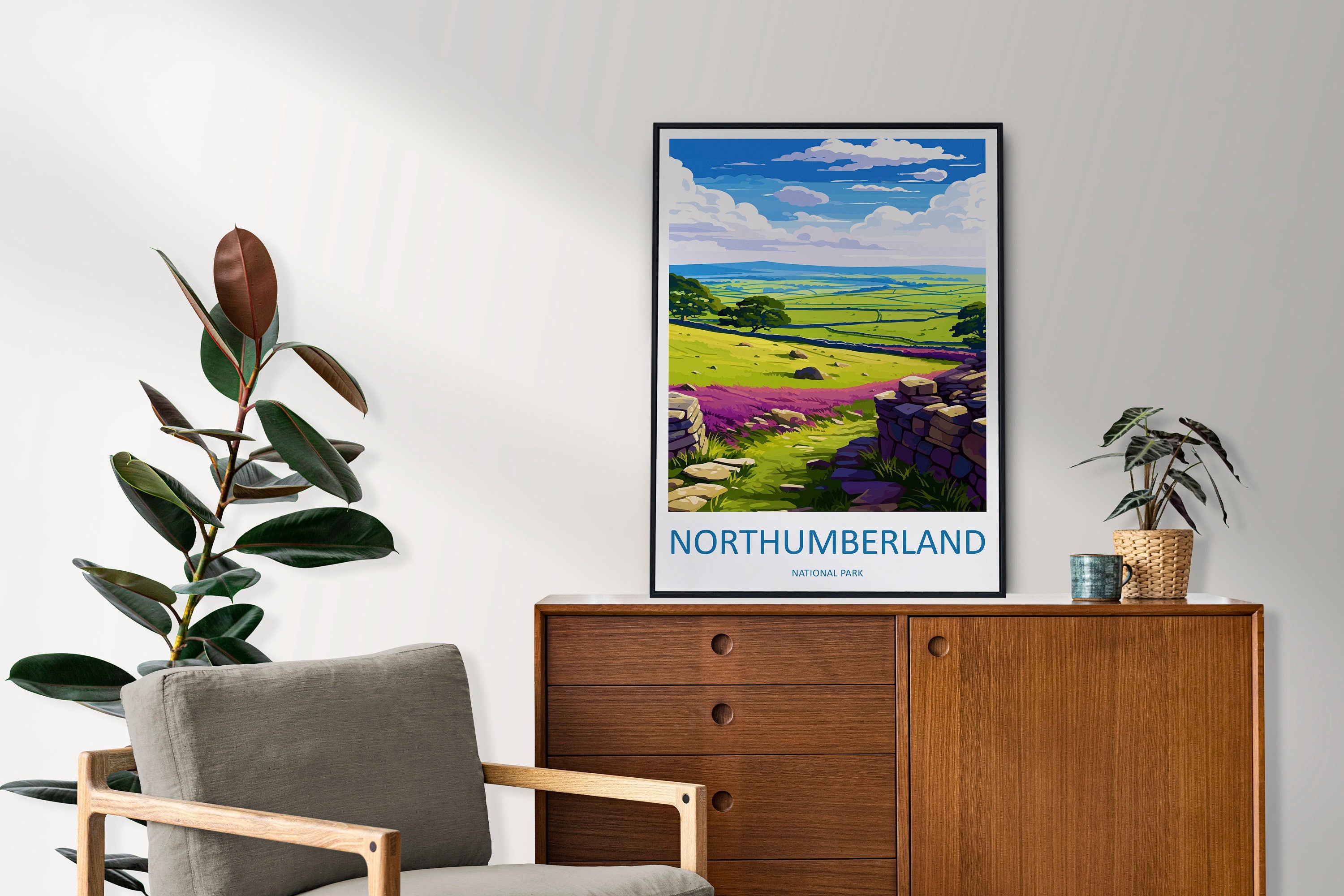 Northumberland Travel Print Wall Art Northumberland Wall Hanging Home Decor National Park Gift Northumberland Lovers National Park Wall Art