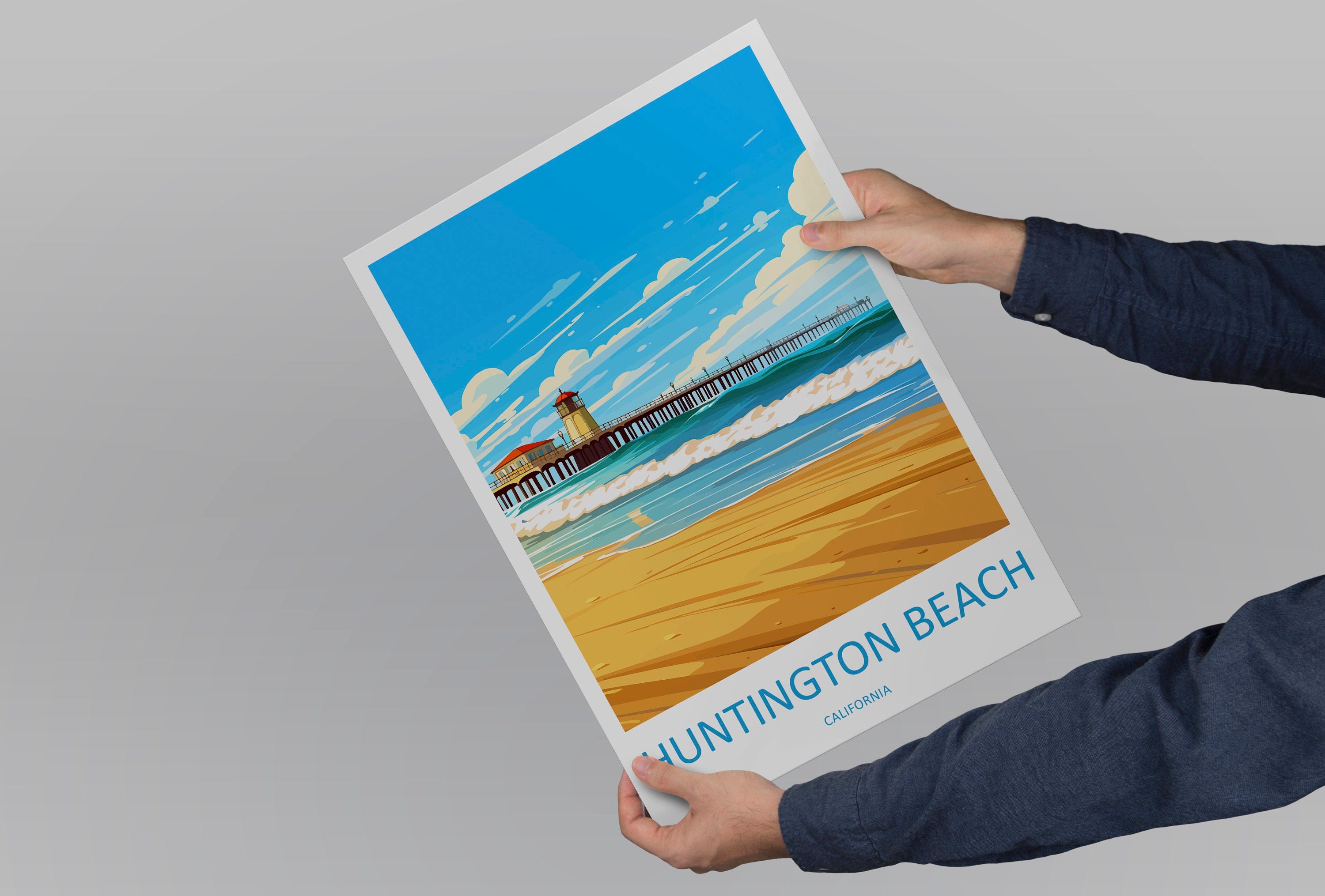 Huntington Beach Travel Print Wall Art Huntington Beach Wall Hanging Home Décor Huntington Beach Gift Art Lovers California Art Lover Gift