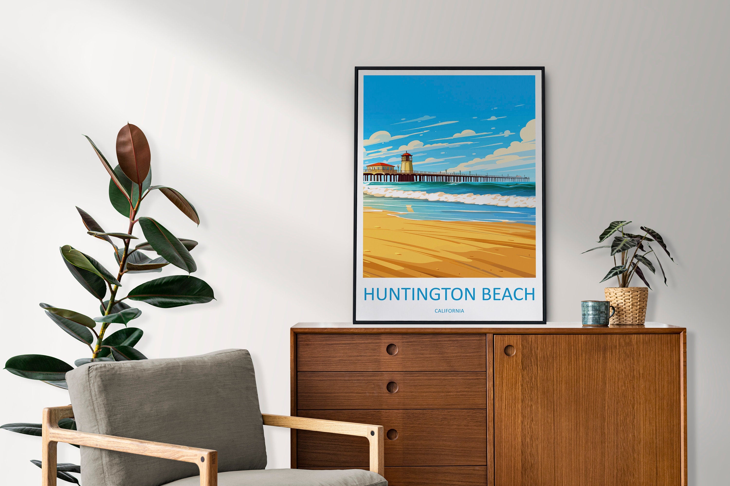 Huntington Beach Travel Print Wall Art Huntington Beach Wall Hanging Home Décor Huntington Beach Gift Art Lovers California Art Lover Gift