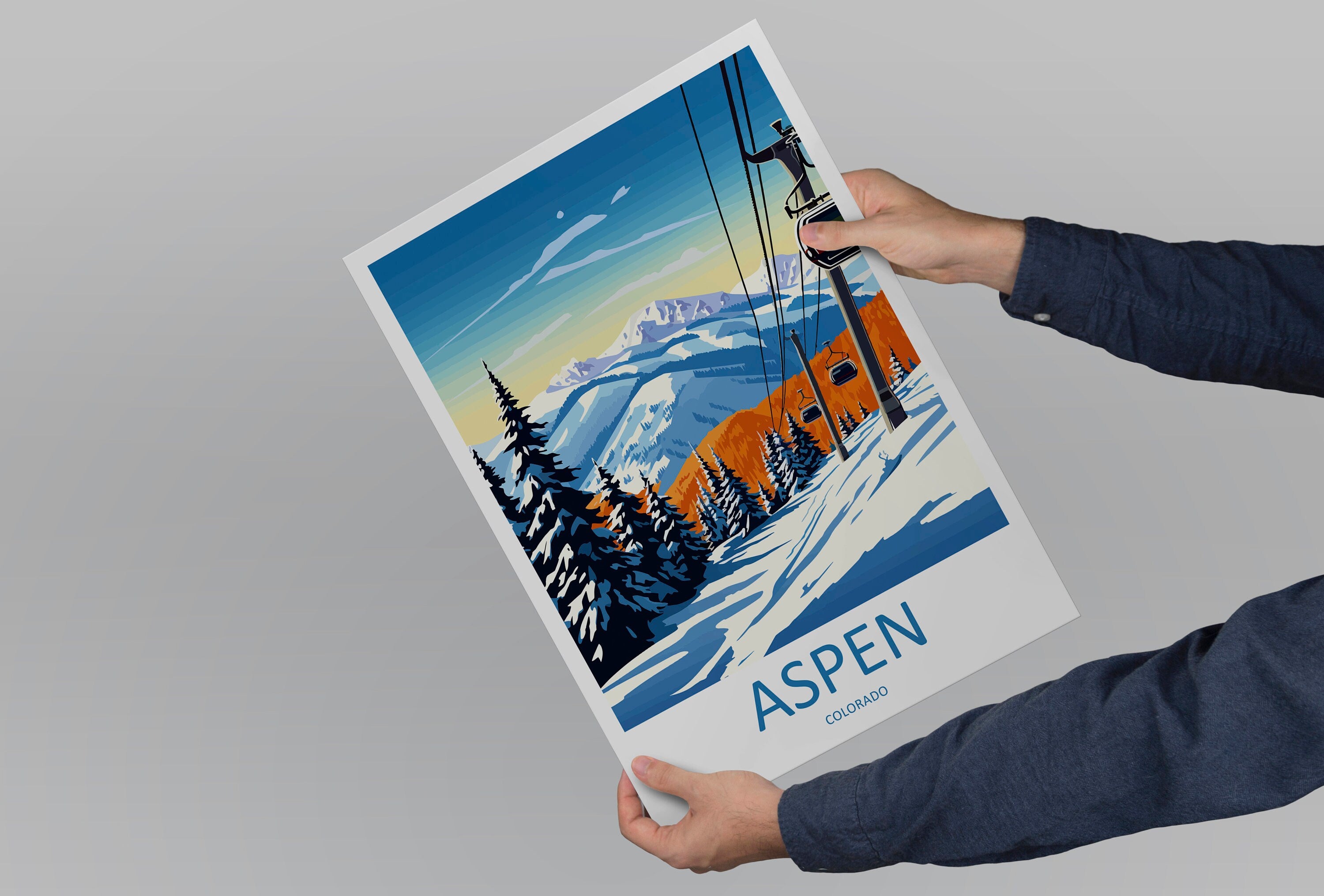Aspen Travel Print Wall Art Aspen Wall Hanging Home Décor Aspen Gift Art Lovers Ski Art Lover Gift Aspen Print Skiing Aspen Ski Art Poster