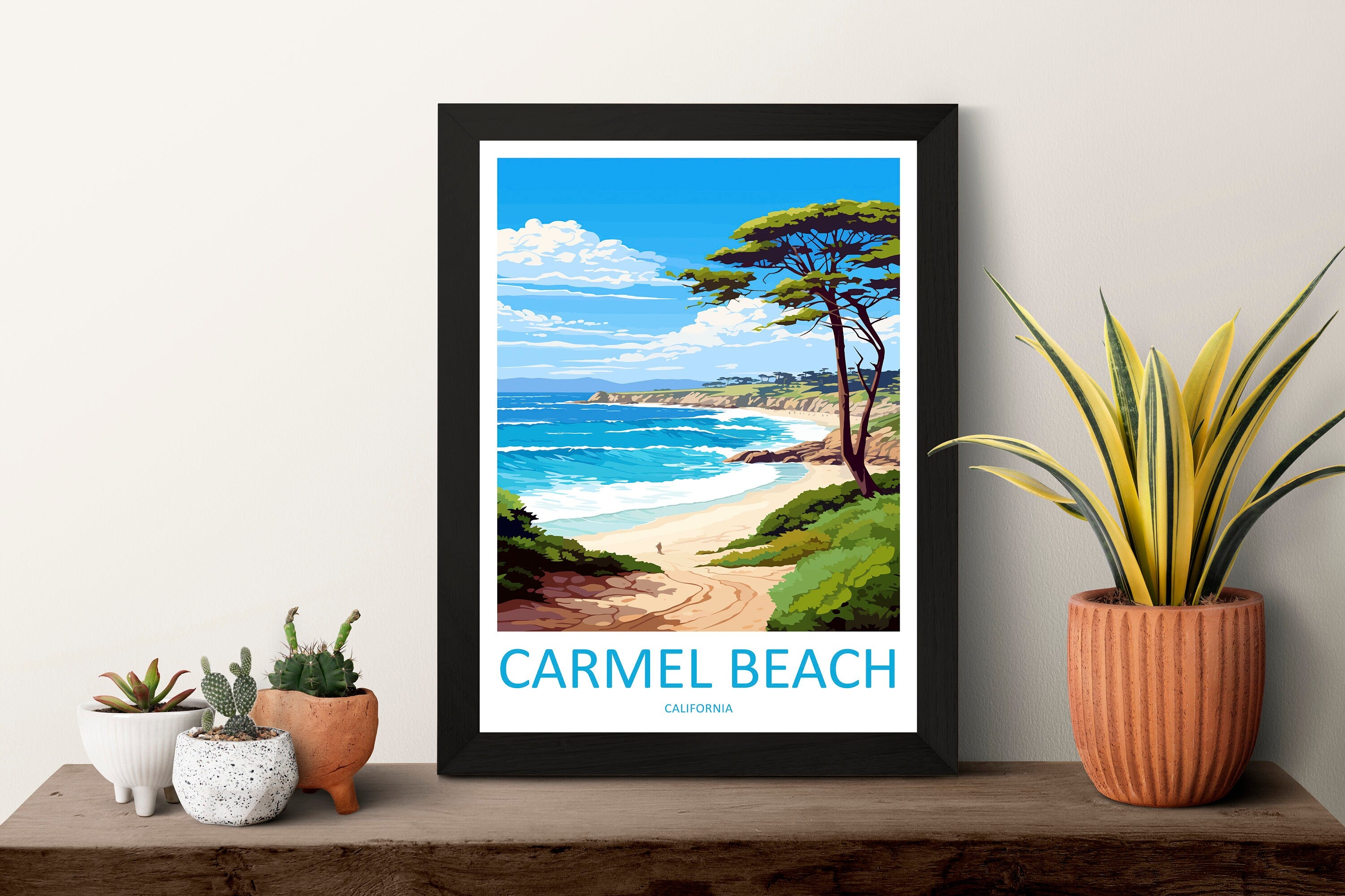 Carmel Beach Travel Print Wall Art Carmel Beach Wall Hanging Home Décor Carmel Beach Gift Art Lovers California Art Lover Gift