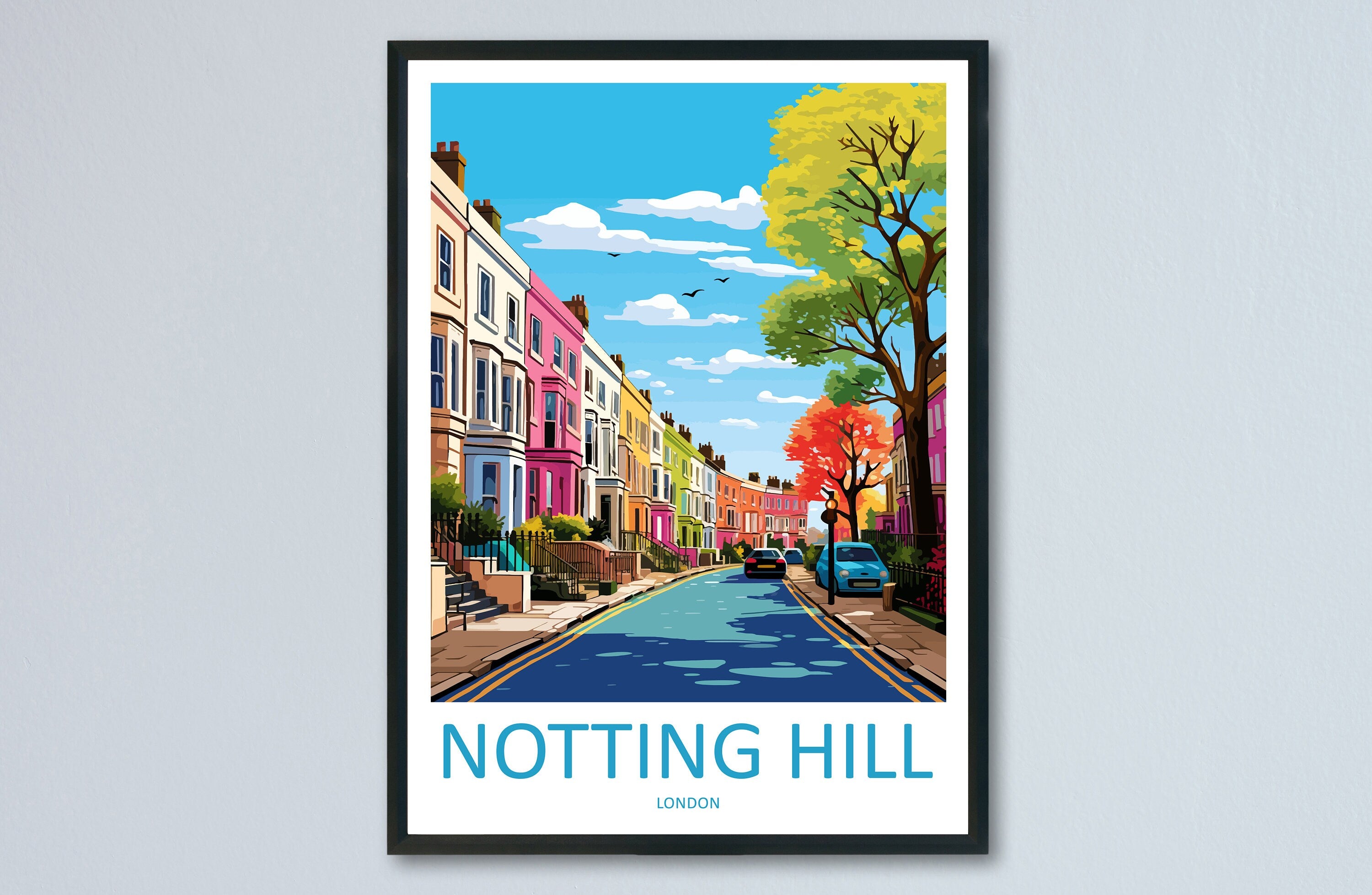 Notting Hill Travel Print Wall Art Notting Hill Wall Hanging Home Décor London Gift Art Lovers Notting Hill Art Lover Gift London