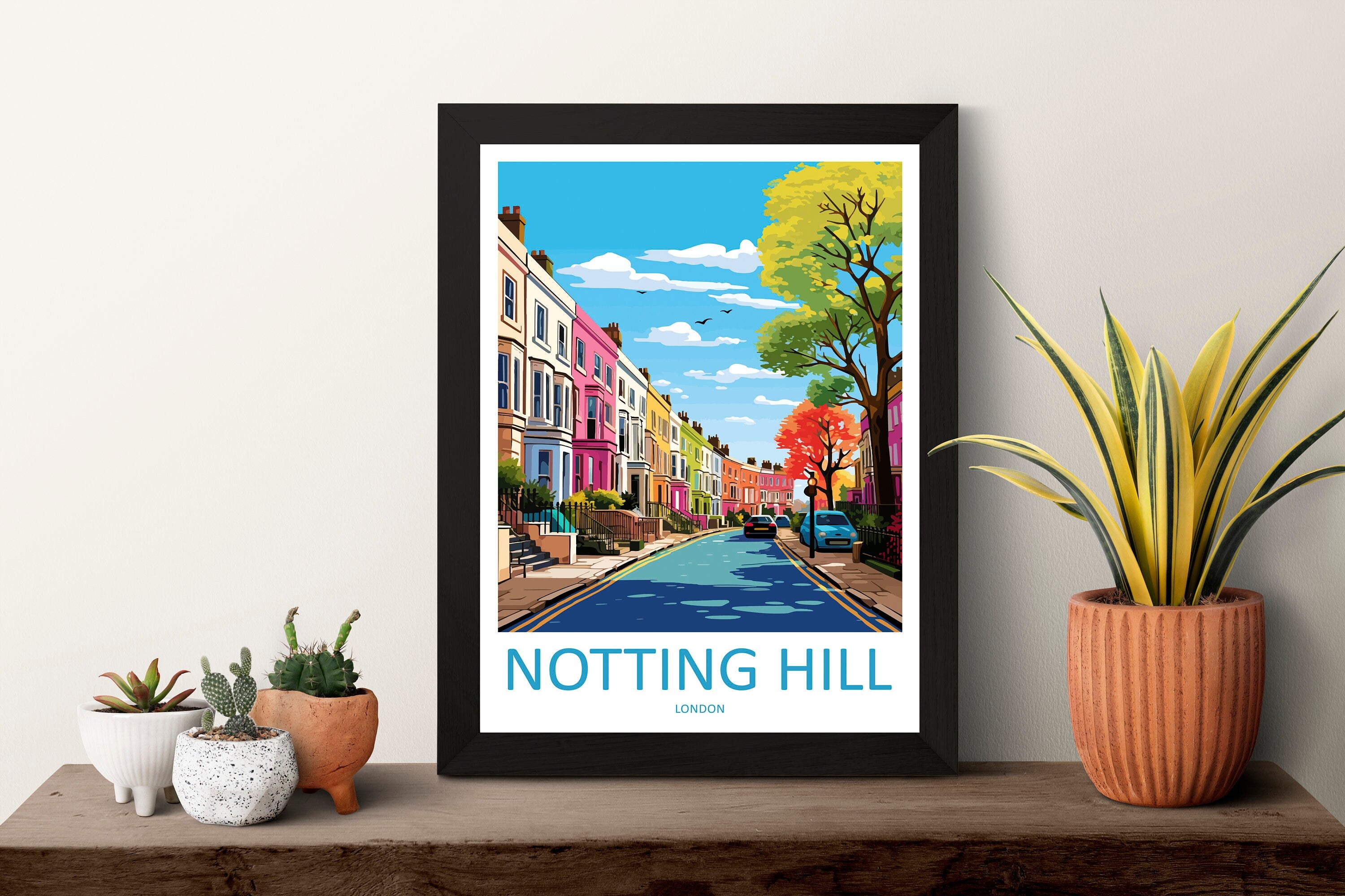 Notting Hill Travel Print Wall Art Notting Hill Wall Hanging Home Décor London Gift Art Lovers Notting Hill Art Lover Gift London