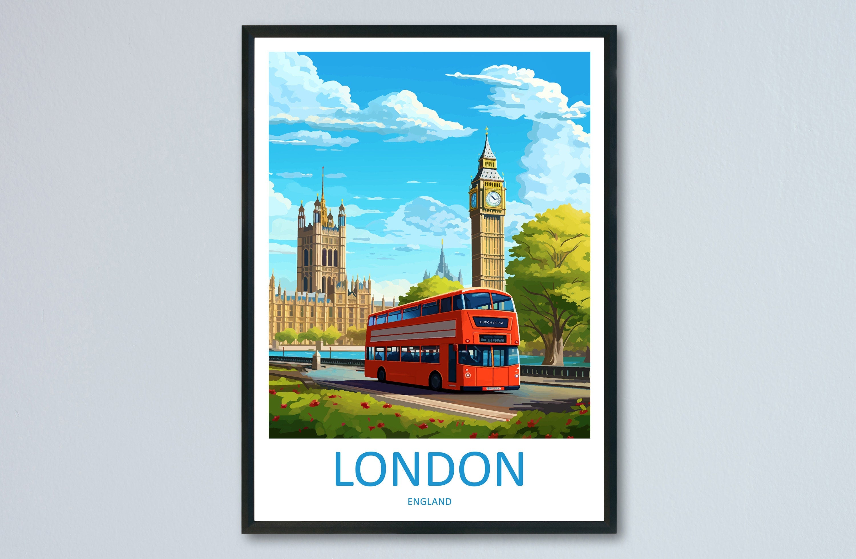 London Travel Print Wall Art London Wall Hanging Home Décor London Gift Art Lovers England Art Lover Gift London Travel Gift