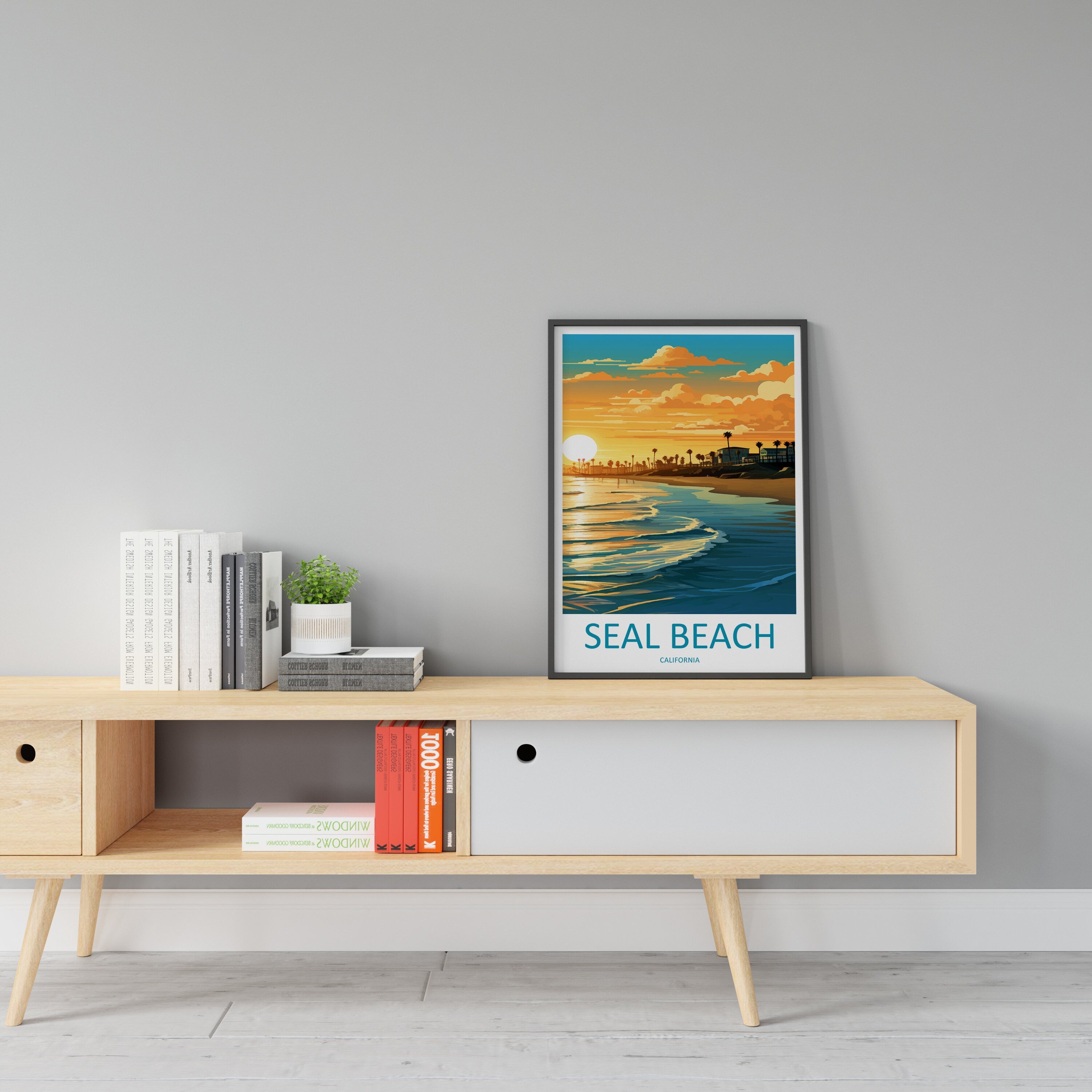 Seal Beach Travel Print Wall Art Seal Beach Wall Hanging Home Décor Seal Beach Gift Art Lovers California Art Lover Gift