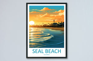 Seal Beach Travel Print Wall Art Seal Beach Wall Hanging Home Décor Seal Beach Gift Art Lovers California Art Lover Gift