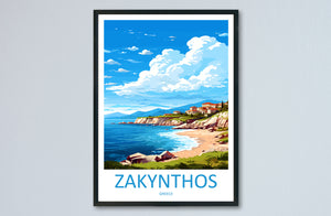 Zakynthos Travel Print Wall Art Zakynthos Greece Wall Hanging Home Decoration Zakynthos Gift Art Lovers Wall Art Print Zakynthos Greek Print