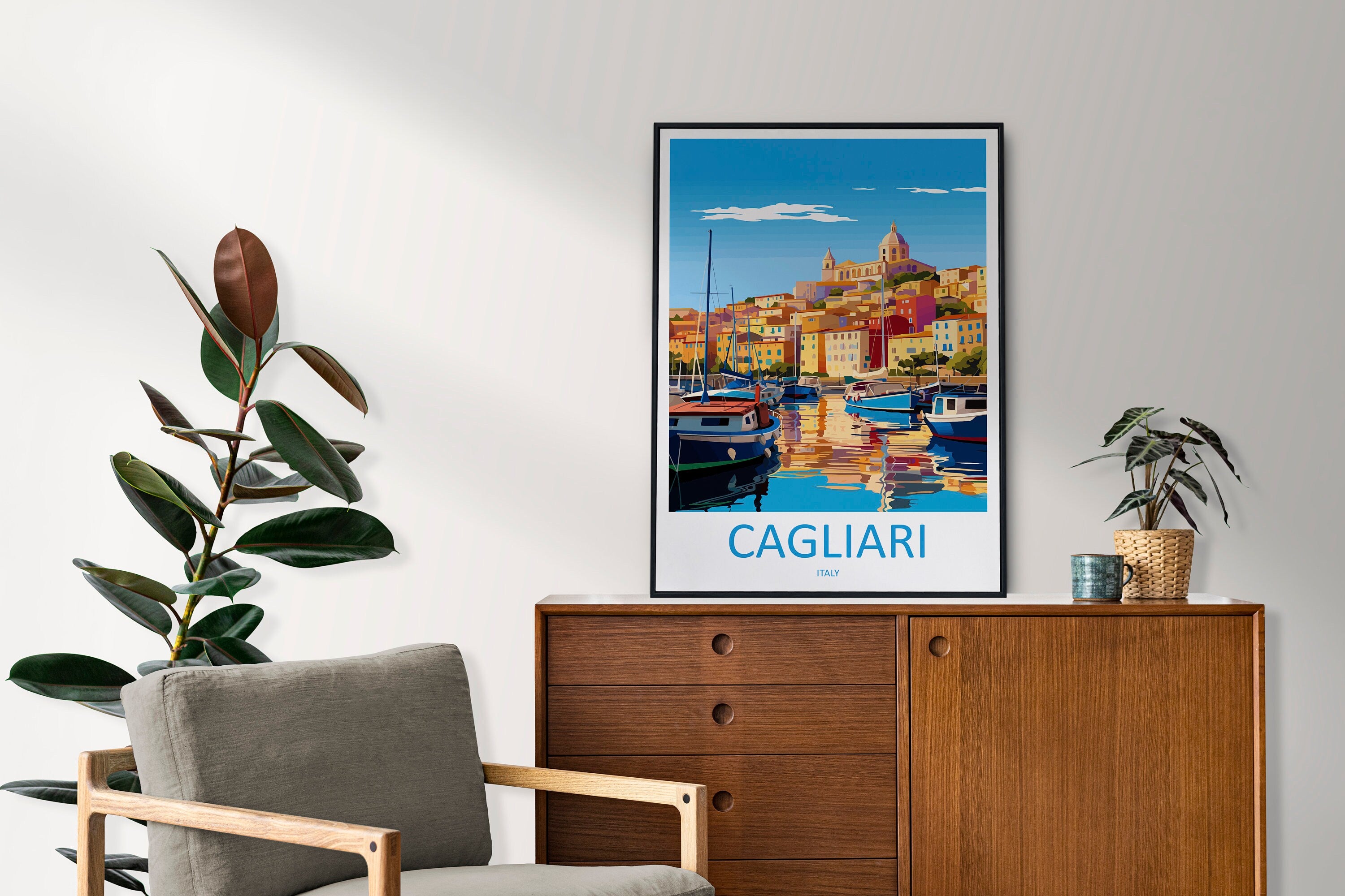 Cagliari Travel Print Wall Art Cagliari Wall Hanging Home Décor Cagliari Gift Art Lovers Italy Art Lover Gift Cagliari Print Cagliari