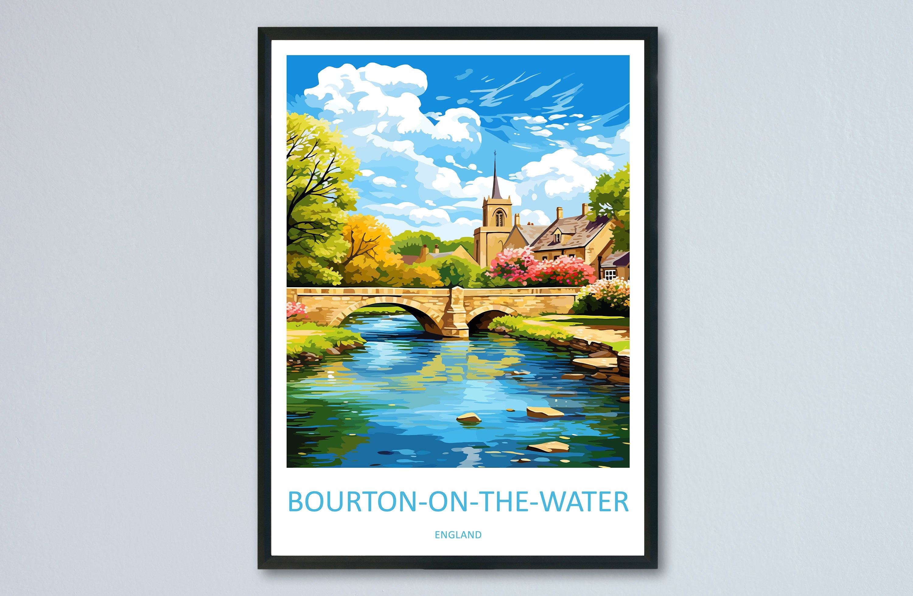 Bourton On The Water Travel Print Wall Art Bourton On The Water Wall Hanging Home Décor Bourton On The Water Gift Art Lovers England Art