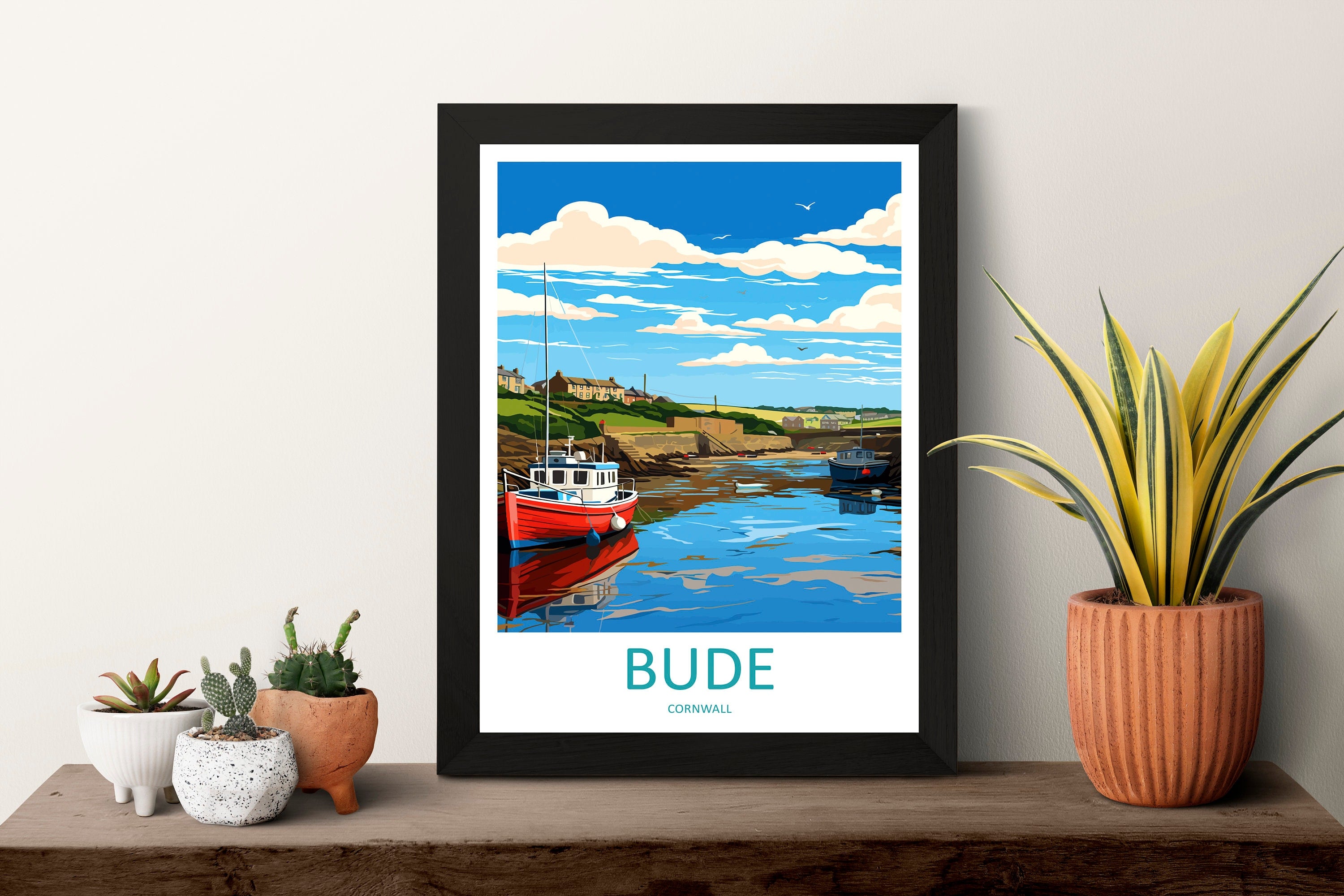 Bude Travel Print Wall Art Bude Wall Hanging Home Décor Bude Gift Art Lovers Cornwall Art Lover Gift