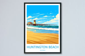 Huntington Beach Travel Print Wall Art Huntington Beach Wall Hanging Home Décor Huntington Beach Gift Art Lovers California Art Lover Gift