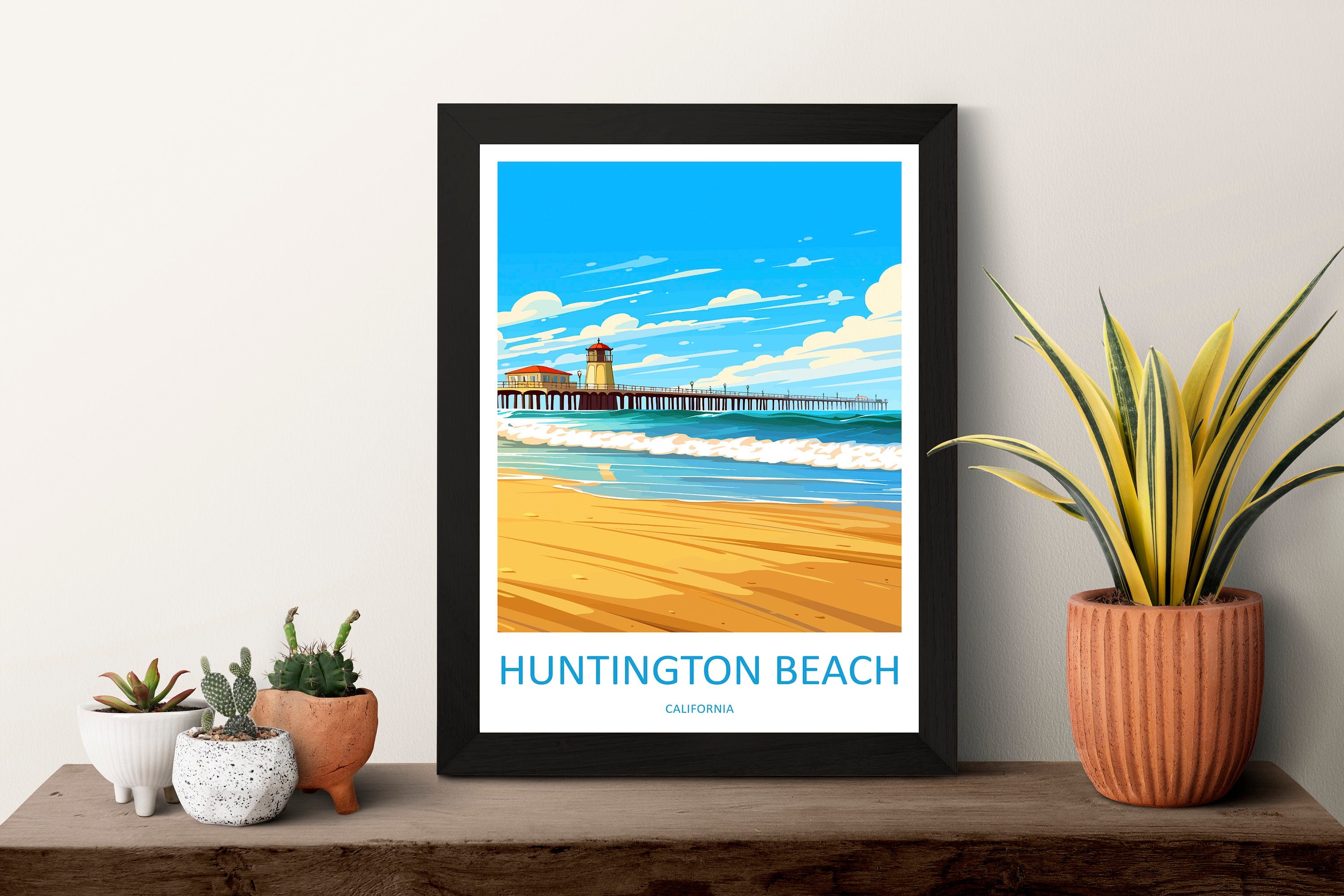 Huntington Beach Travel Print Wall Art Huntington Beach Wall Hanging Home Décor Huntington Beach Gift Art Lovers California Art Lover Gift