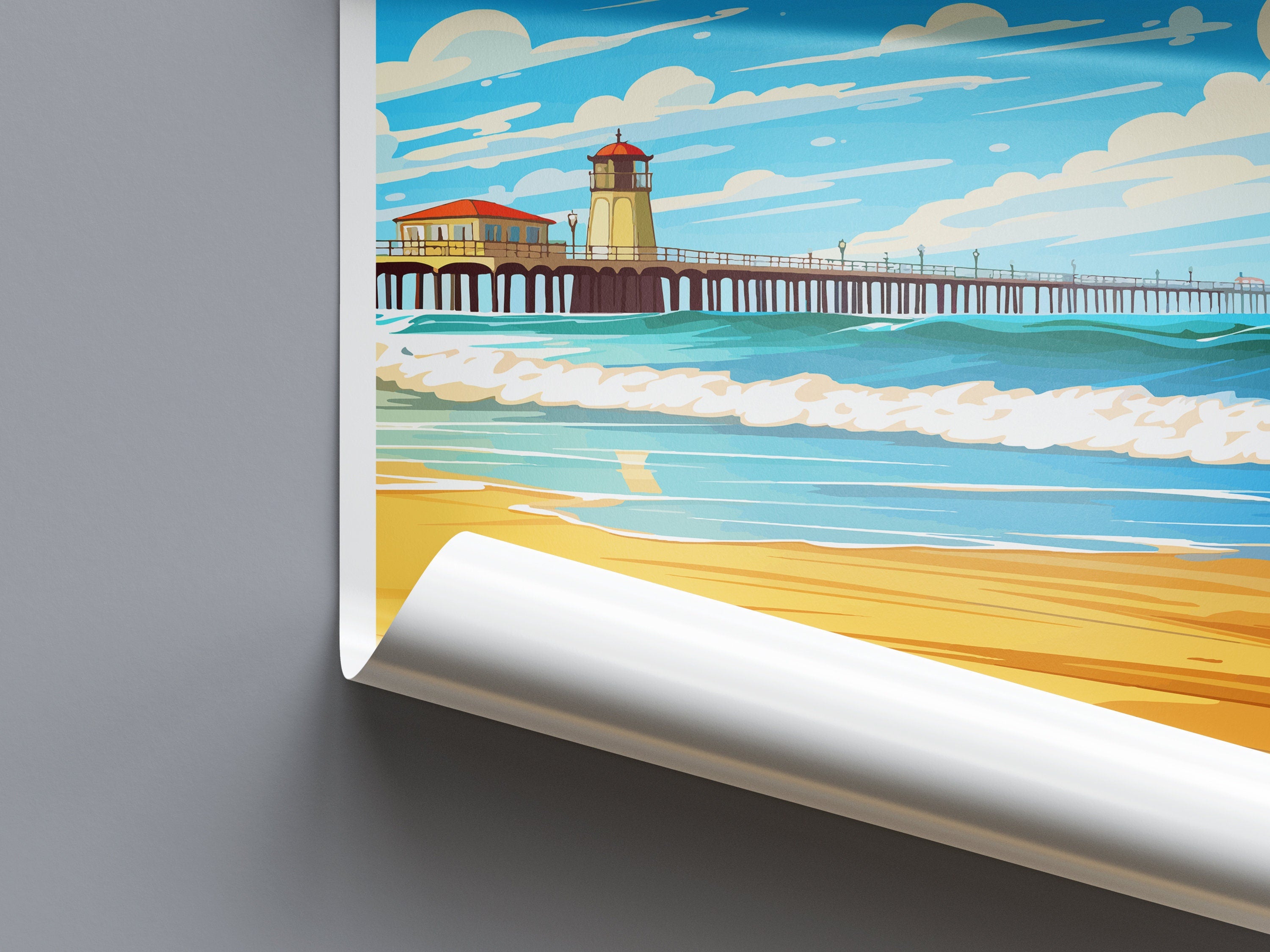 Huntington Beach Travel Print Wall Art Huntington Beach Wall Hanging Home Décor Huntington Beach Gift Art Lovers California Art Lover Gift