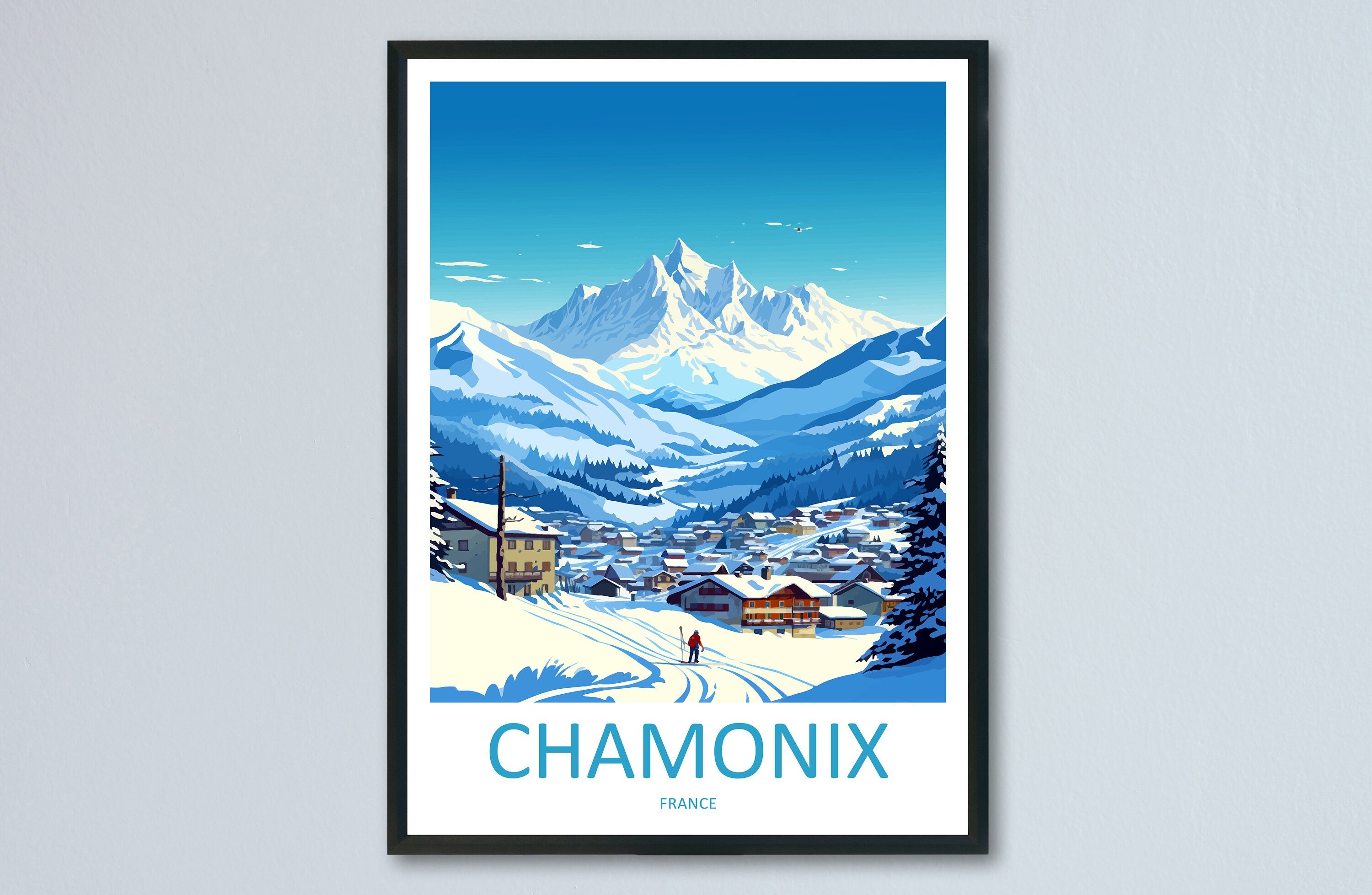 Chamonix Travel Print Wall Art Chamonix Wall Hanging Home Décor Chamonix Gift Art Lovers Ski Art Lover Gift Chamonix Print Skiing Artwork
