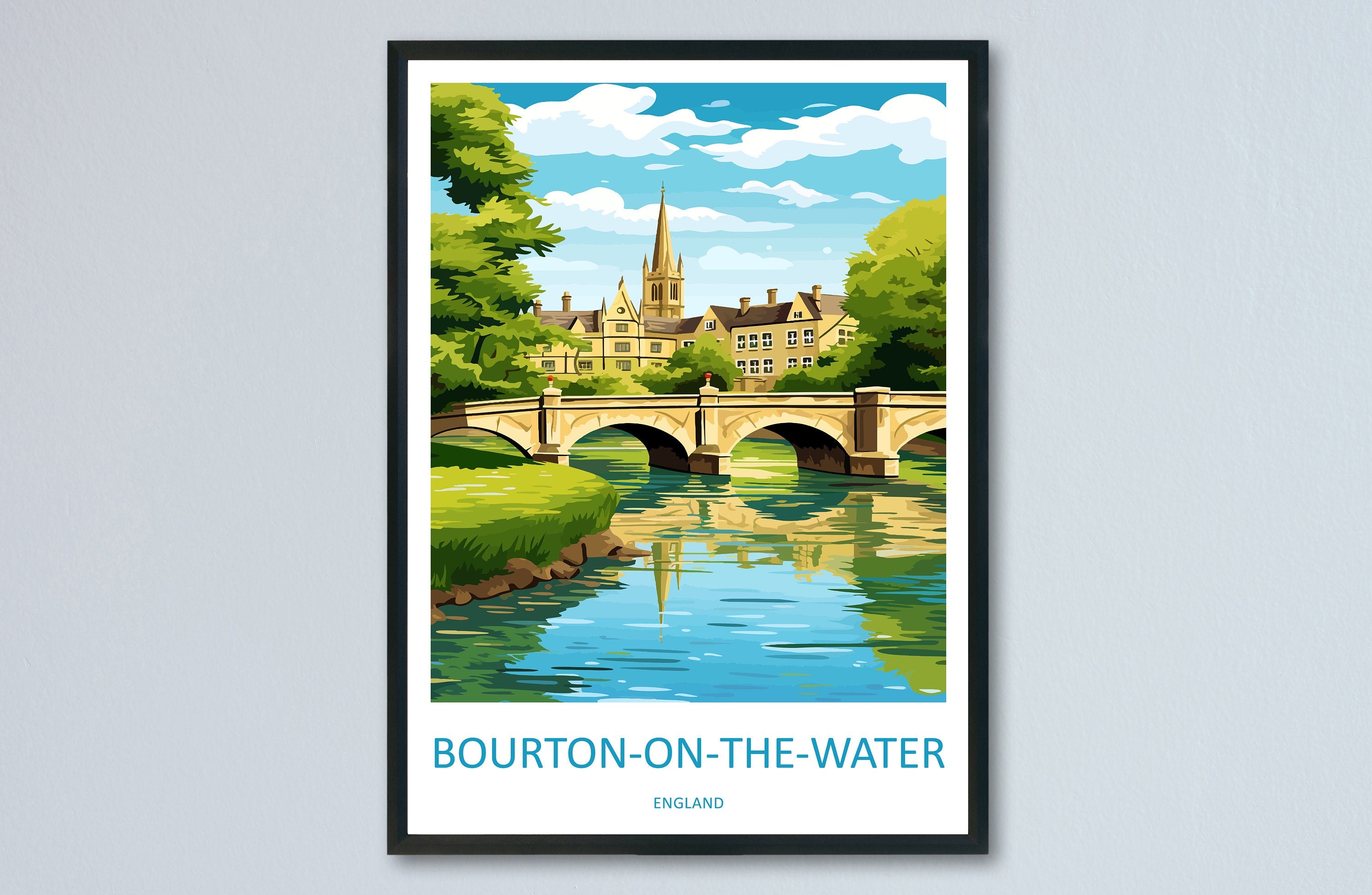 Bourton On The Water Travel Print Wall Art Bourton On The Water Wall Hanging Home Décor Bourton On The Water Gift Art Lovers England Art