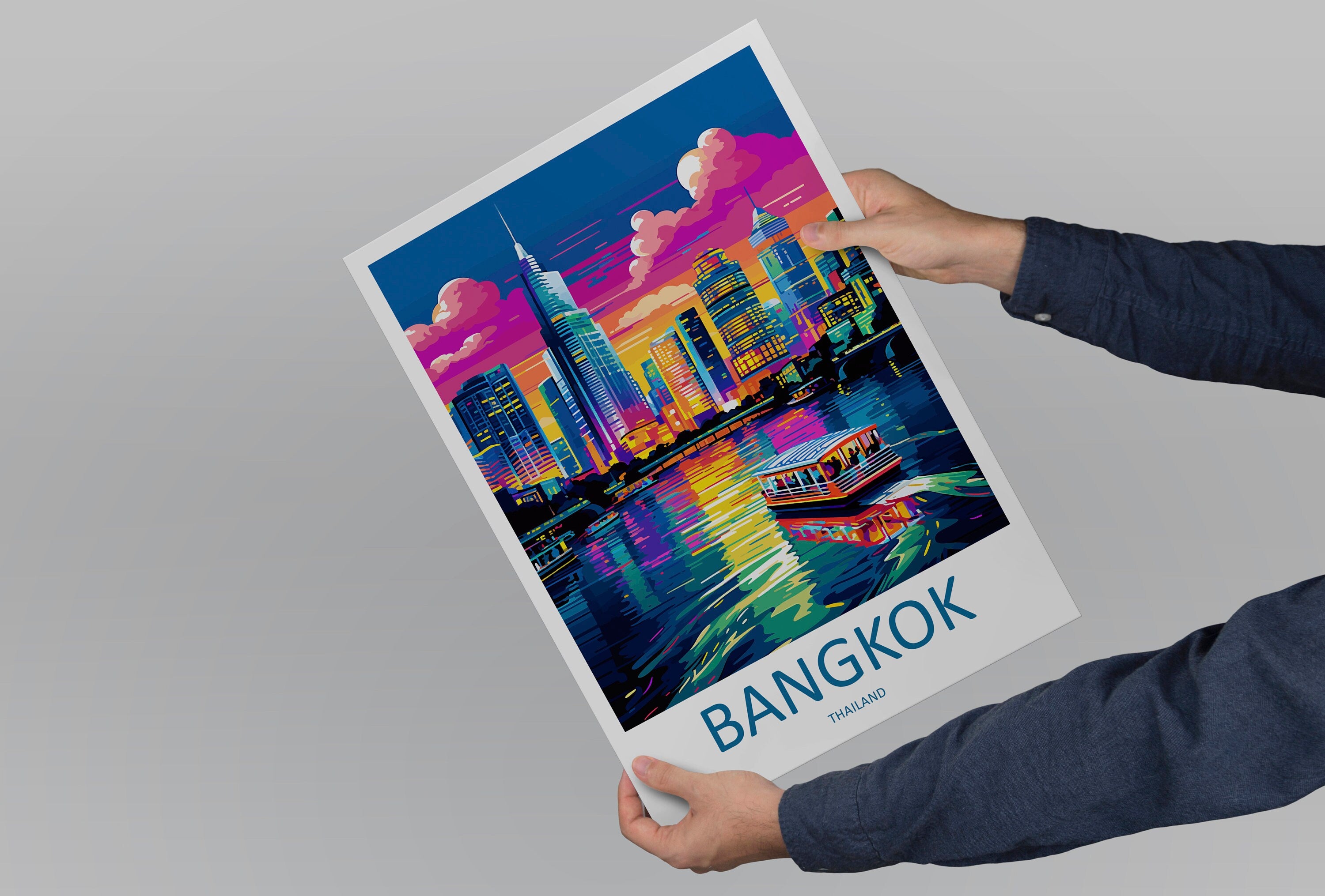 Bangkok Travel Print Wall Art Bangkok Wall Hanging Home Decor Bangkok Gift Art Lovers Wall Art Thailand Travel Print Gift Thai Travel Art