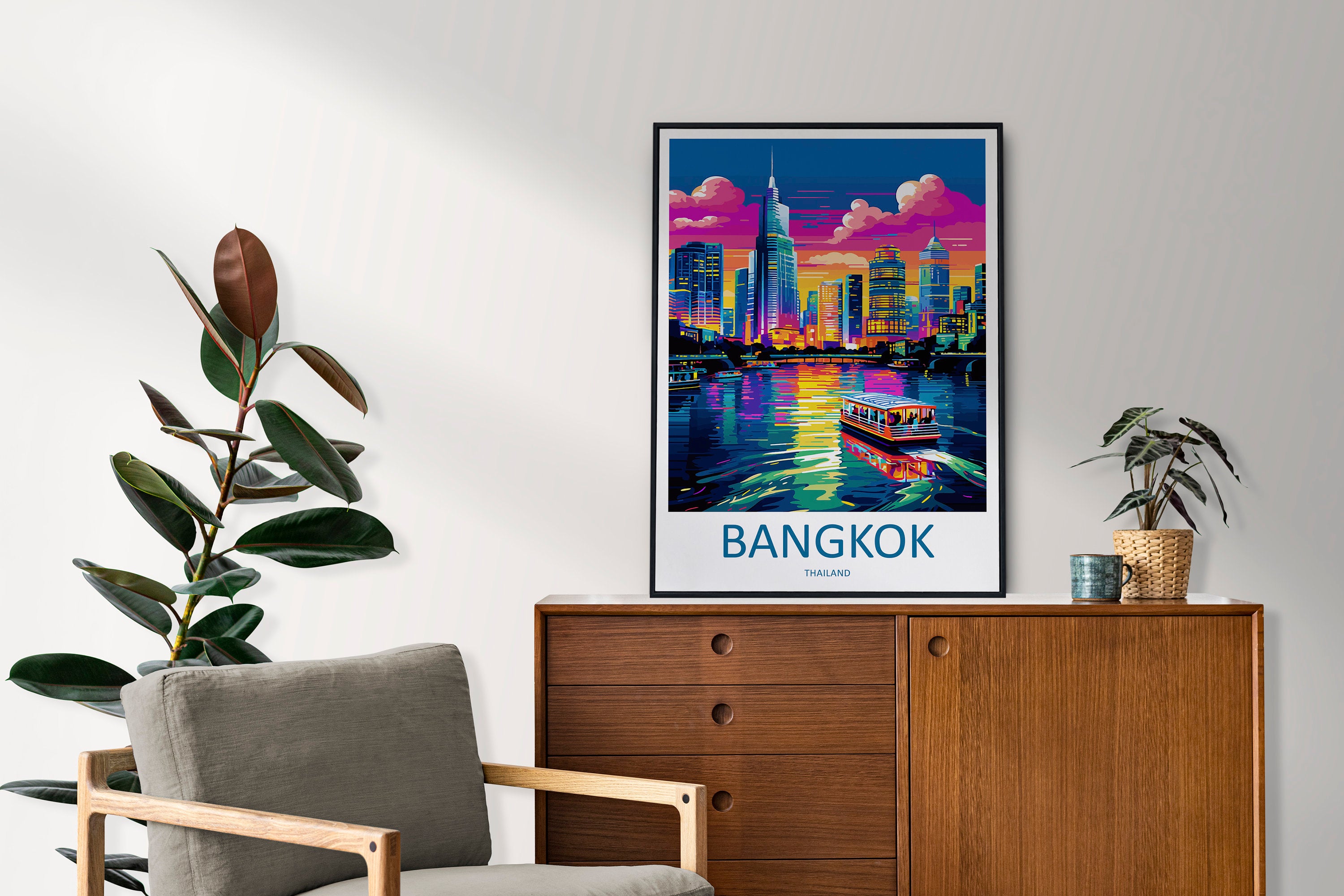 Bangkok Travel Print Wall Art Bangkok Wall Hanging Home Decor Bangkok Gift Art Lovers Wall Art Thailand Travel Print Gift Thai Travel Art