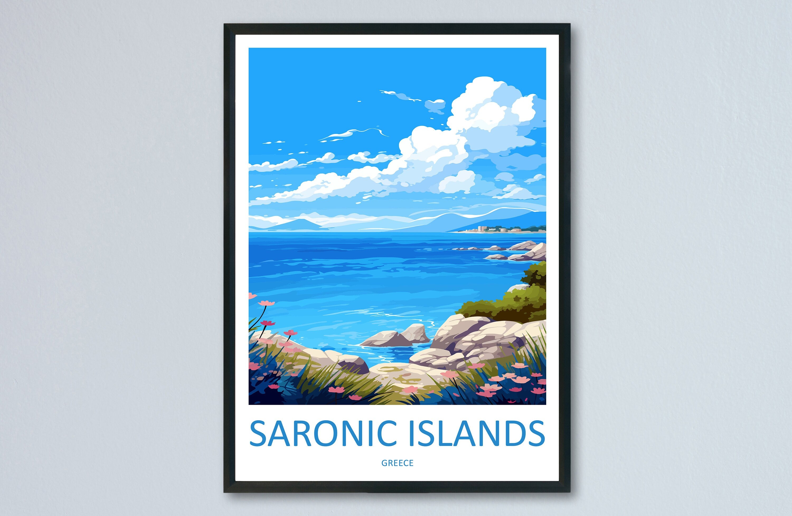 Saronic Islands Travel Print Wall Art Saronic Islands Greece Wall Hanging Home Decor Saronic Islands Gift Art Lovers Wall Art Print Greece