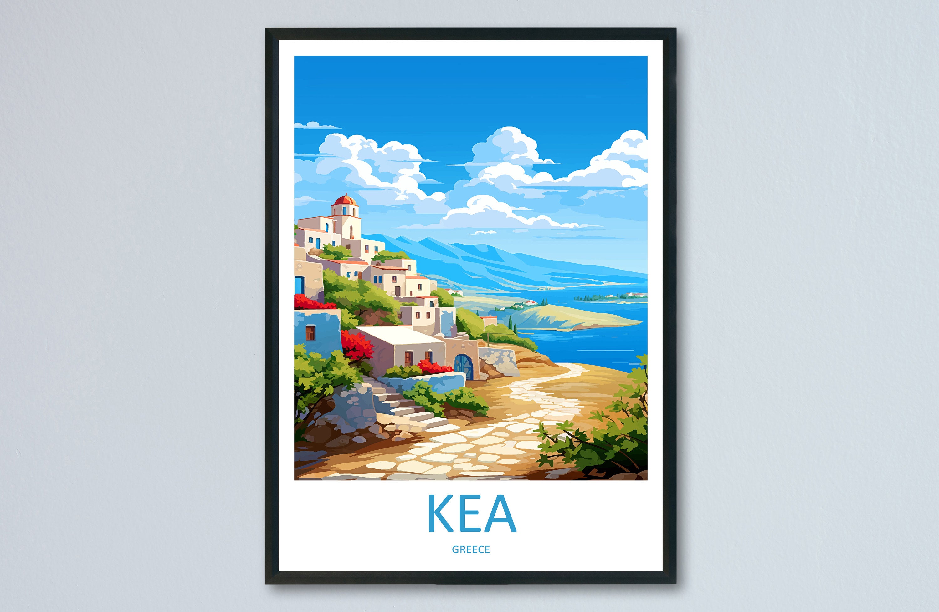 Kea Travel Print Wall Art Kea Greece Wall Hanging Home Decoration Kea Gift Art Lovers Wall Art Print Kea Greece Wall Art